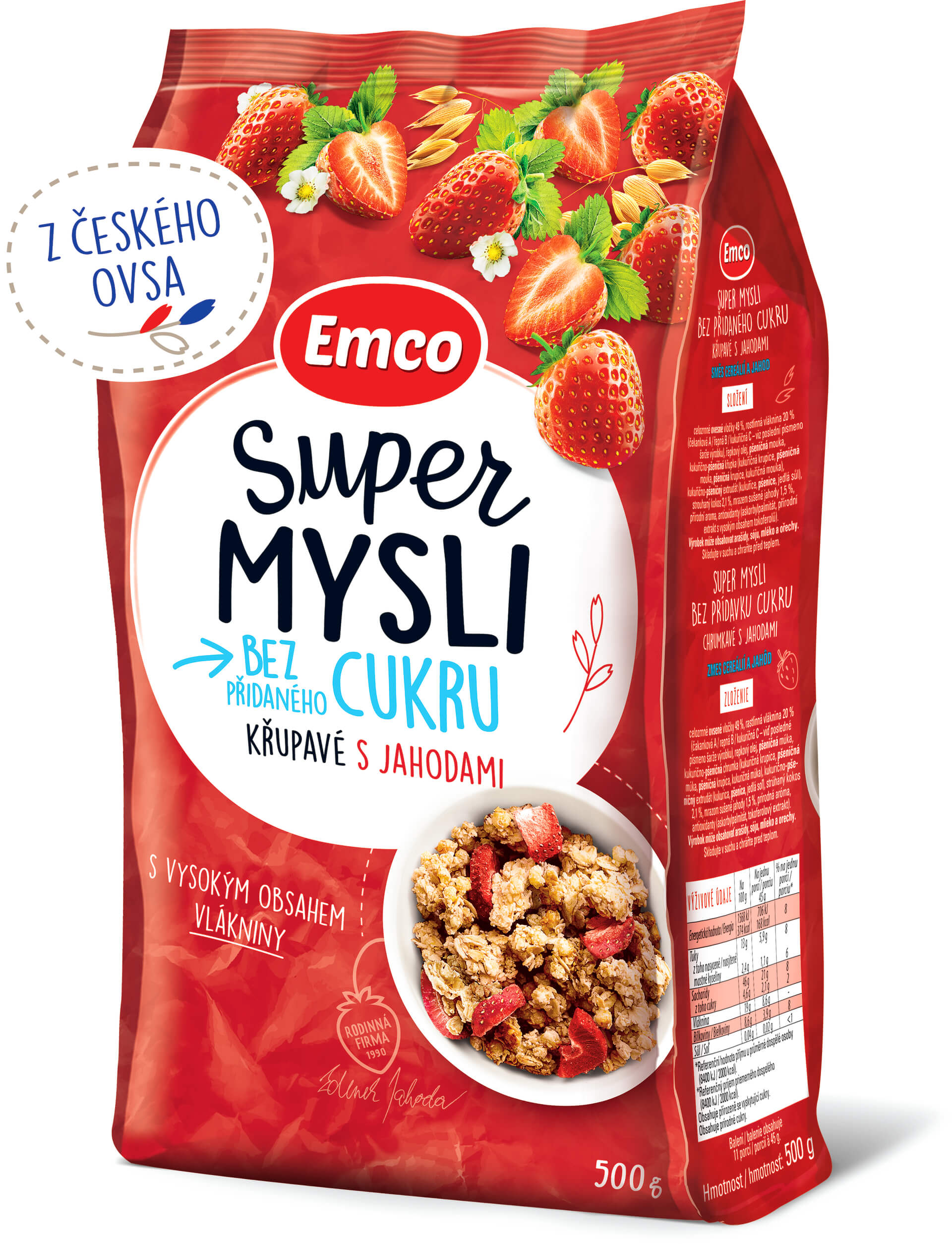 Levně Emco Super mysli křupavé s jahodami 500 g