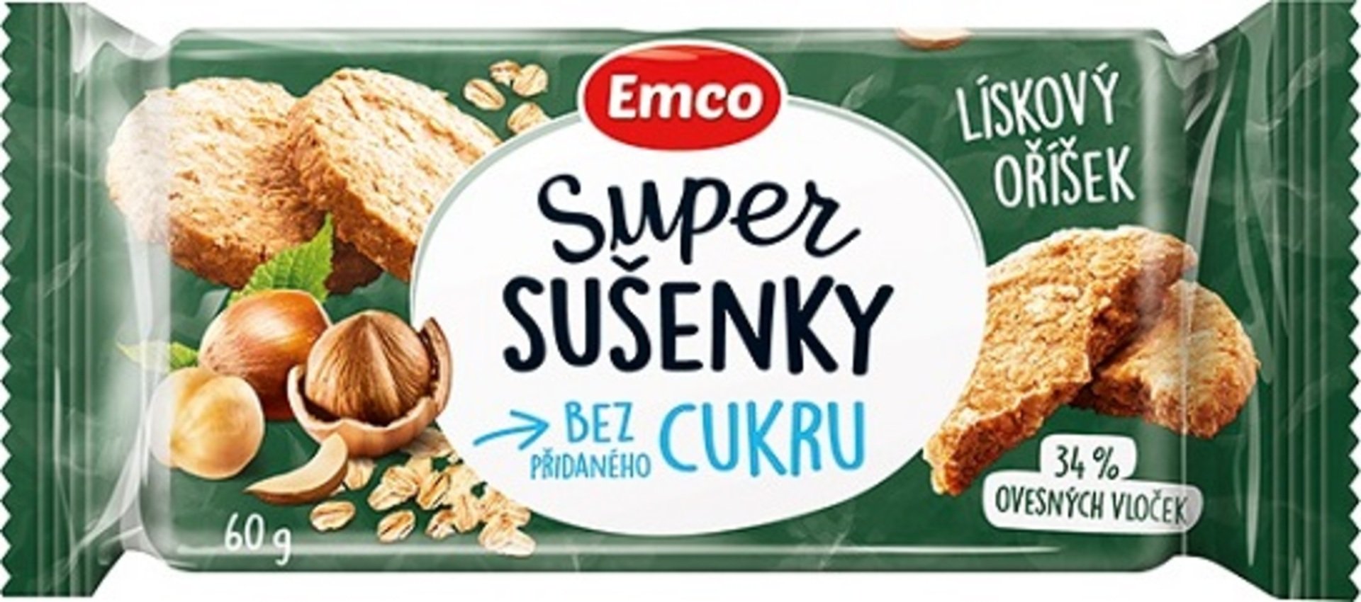 Levně Emco Super sušenky lískový oříšek 60 g