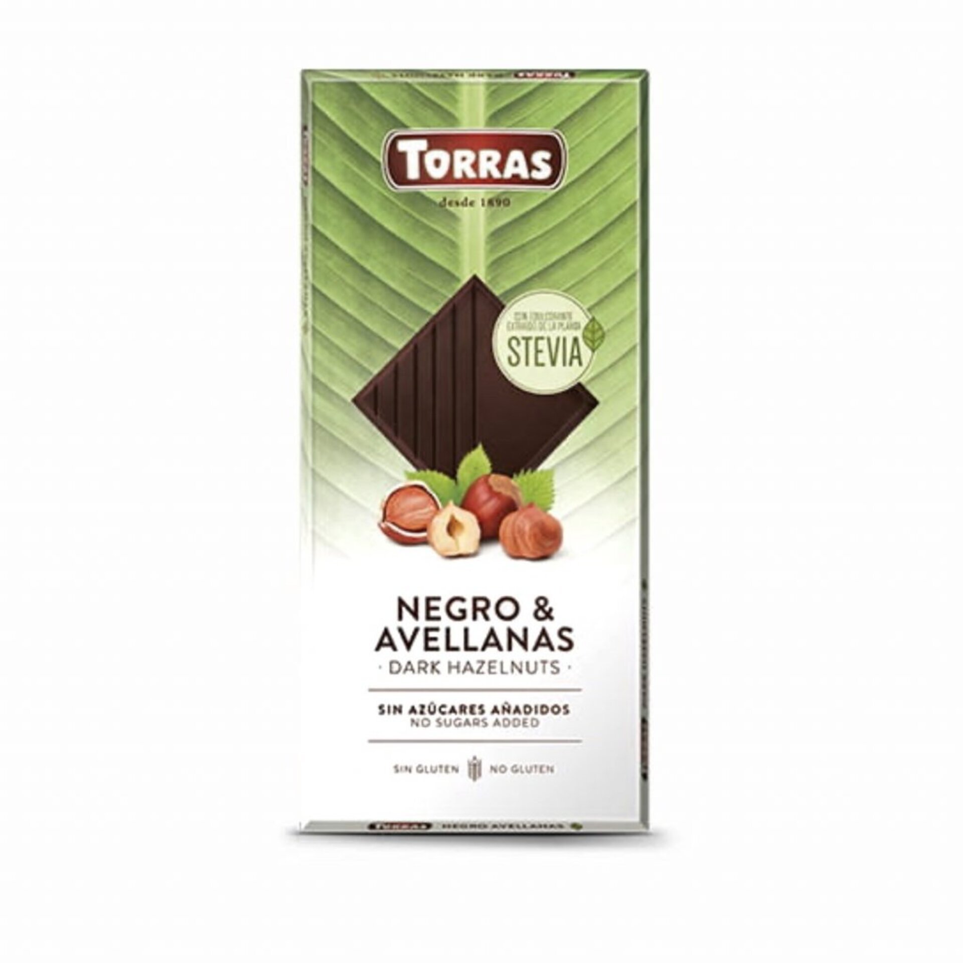 Levně Torras Hořká čokoláda se stévií a s lískovými oříšky 125 g