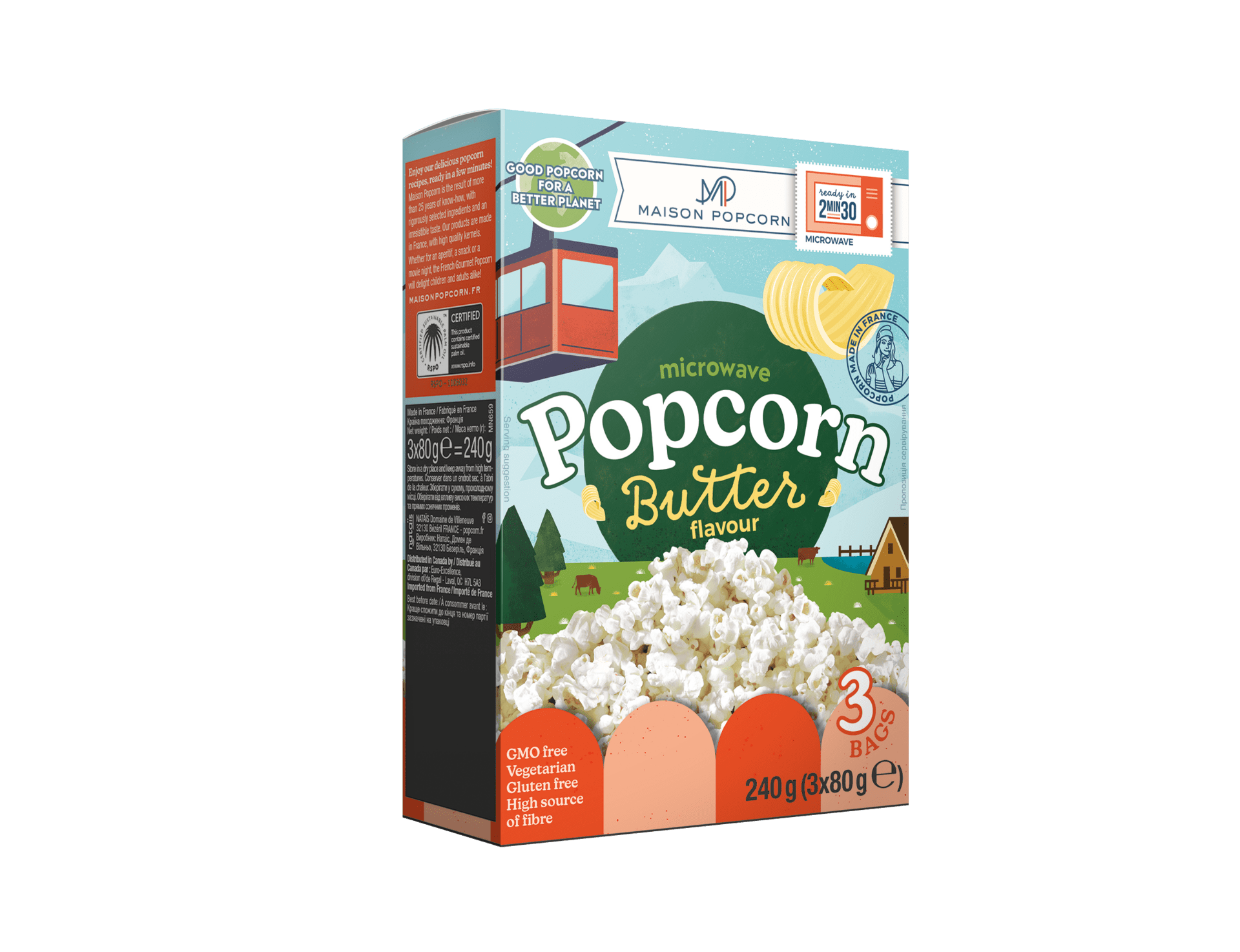 Maison Popcorn Máslový popcorn do mikrovlnky 3x80 g