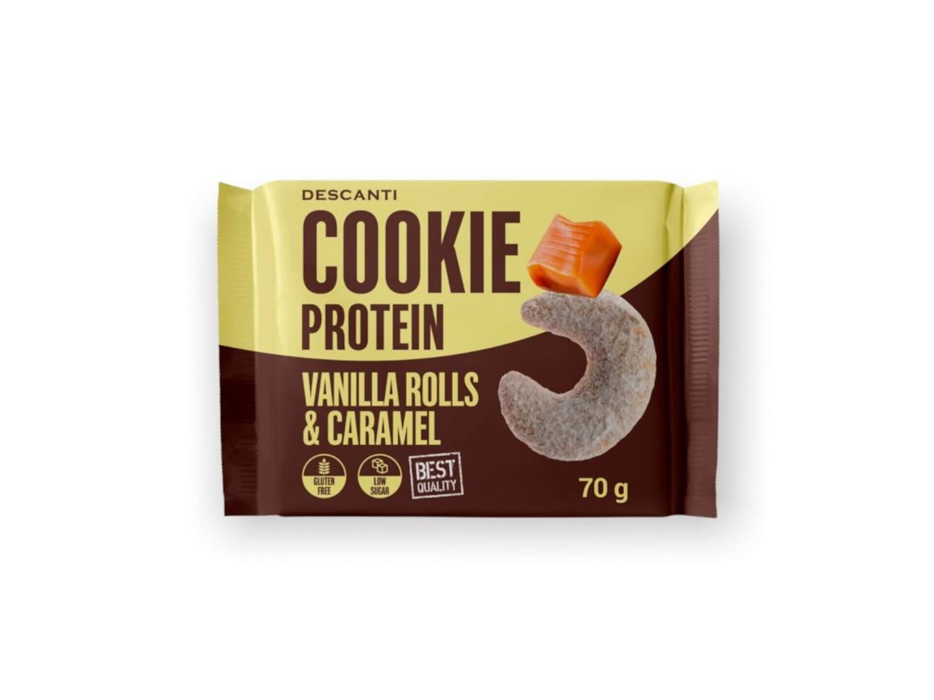 Levně Descanti Cookie protein vanilla rolls a karamel 70 g