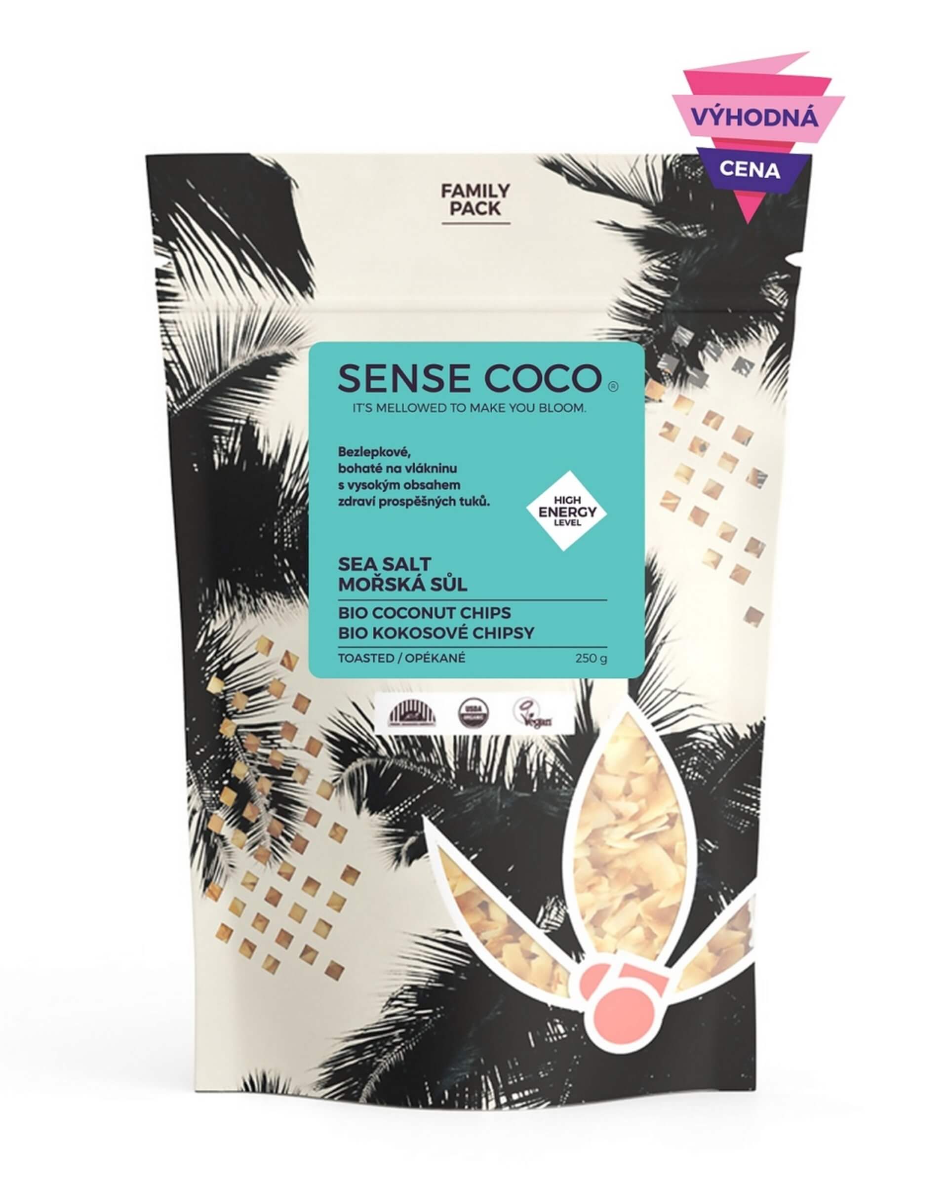 Levně Sense Coco Kokosové chipsy s mořskou solí BIO 250 g