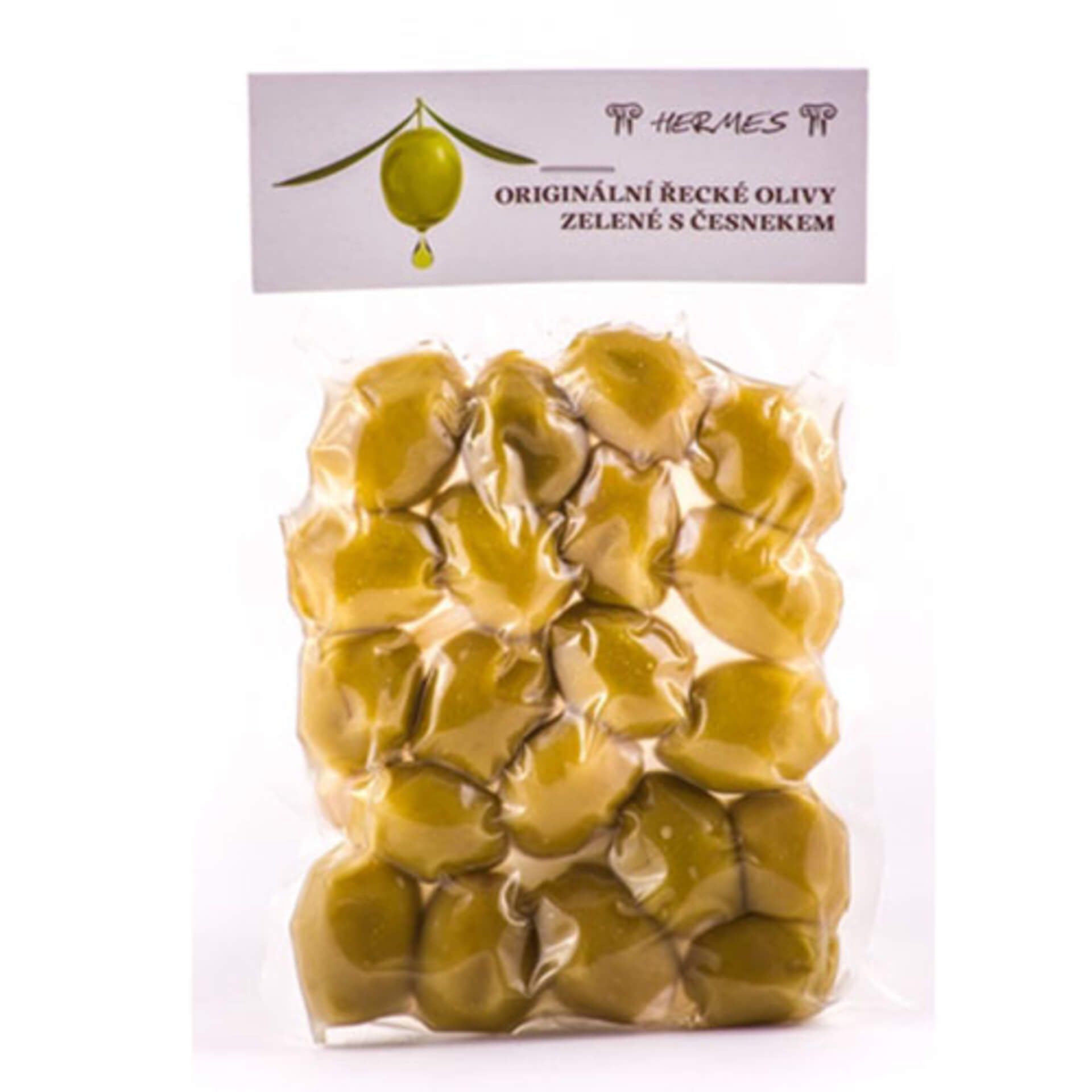 Levně Hermes Zelené olivy s česnekem 150 g