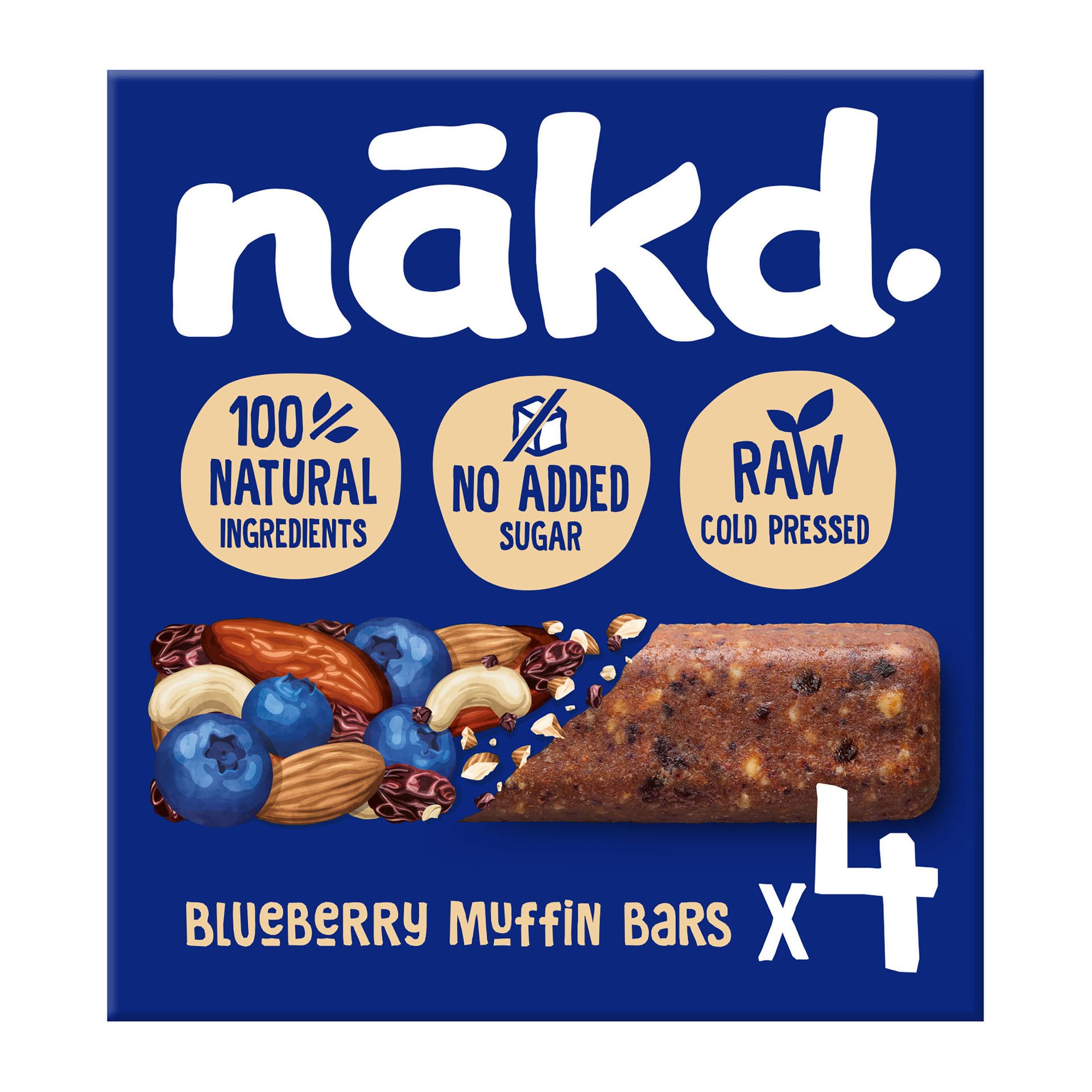 NAKD Blueberry Muffin - Ovocno-oříškové RAW tyčinky s borůvkami 35g x 4