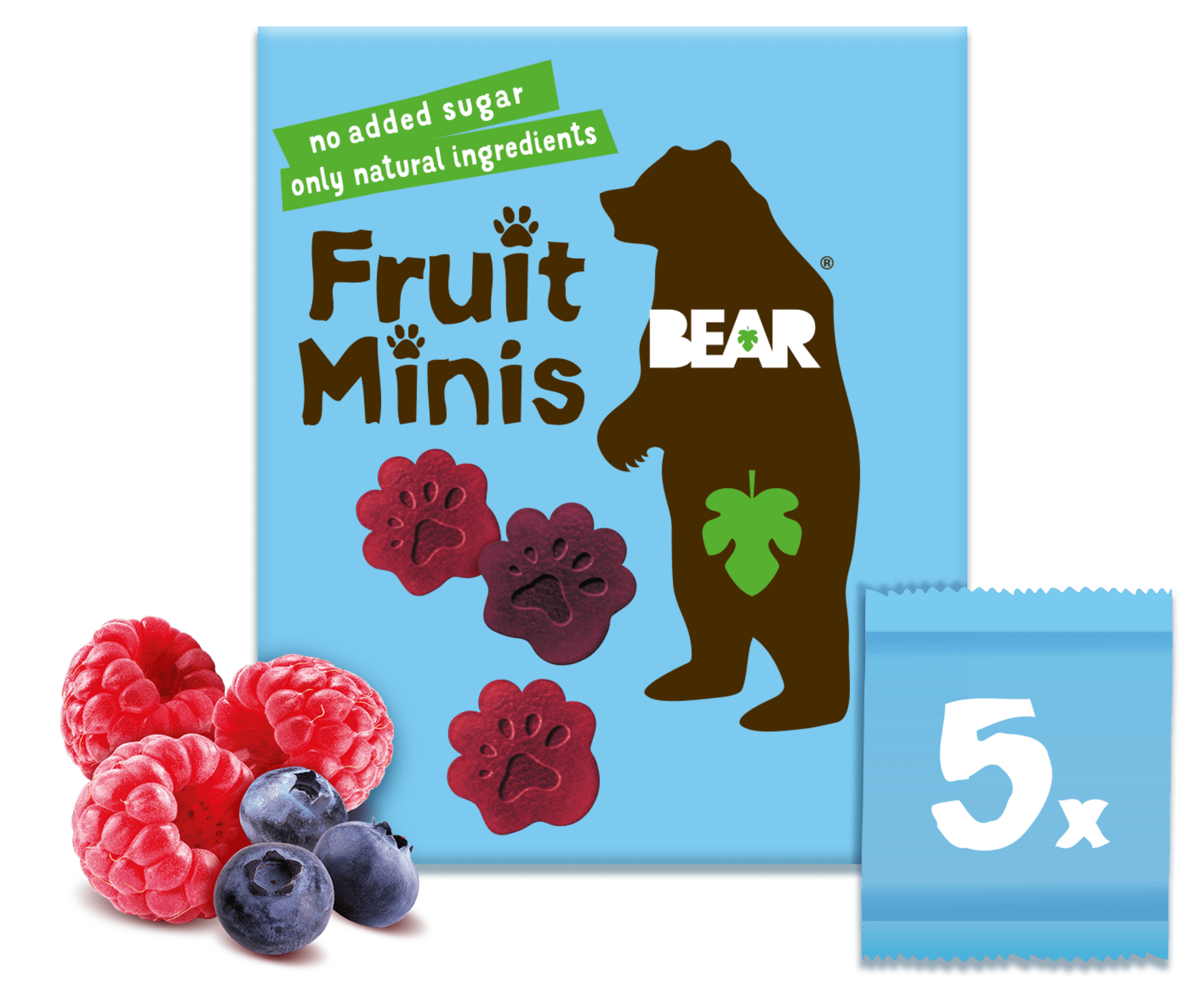 BEAR Fruit Minis malina a borůvka 5x20 g