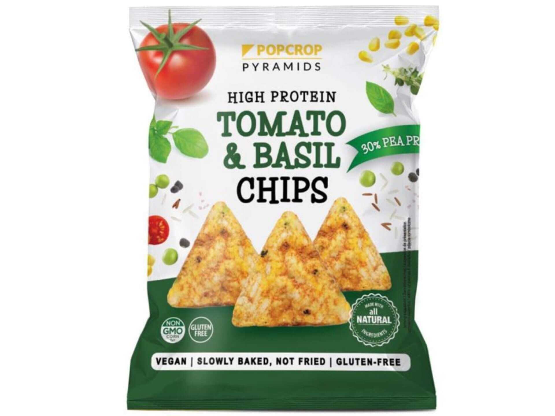 Levně Popcrop Proteinové chipsy s rajčatovo - bazalkovou příchutí 60 g