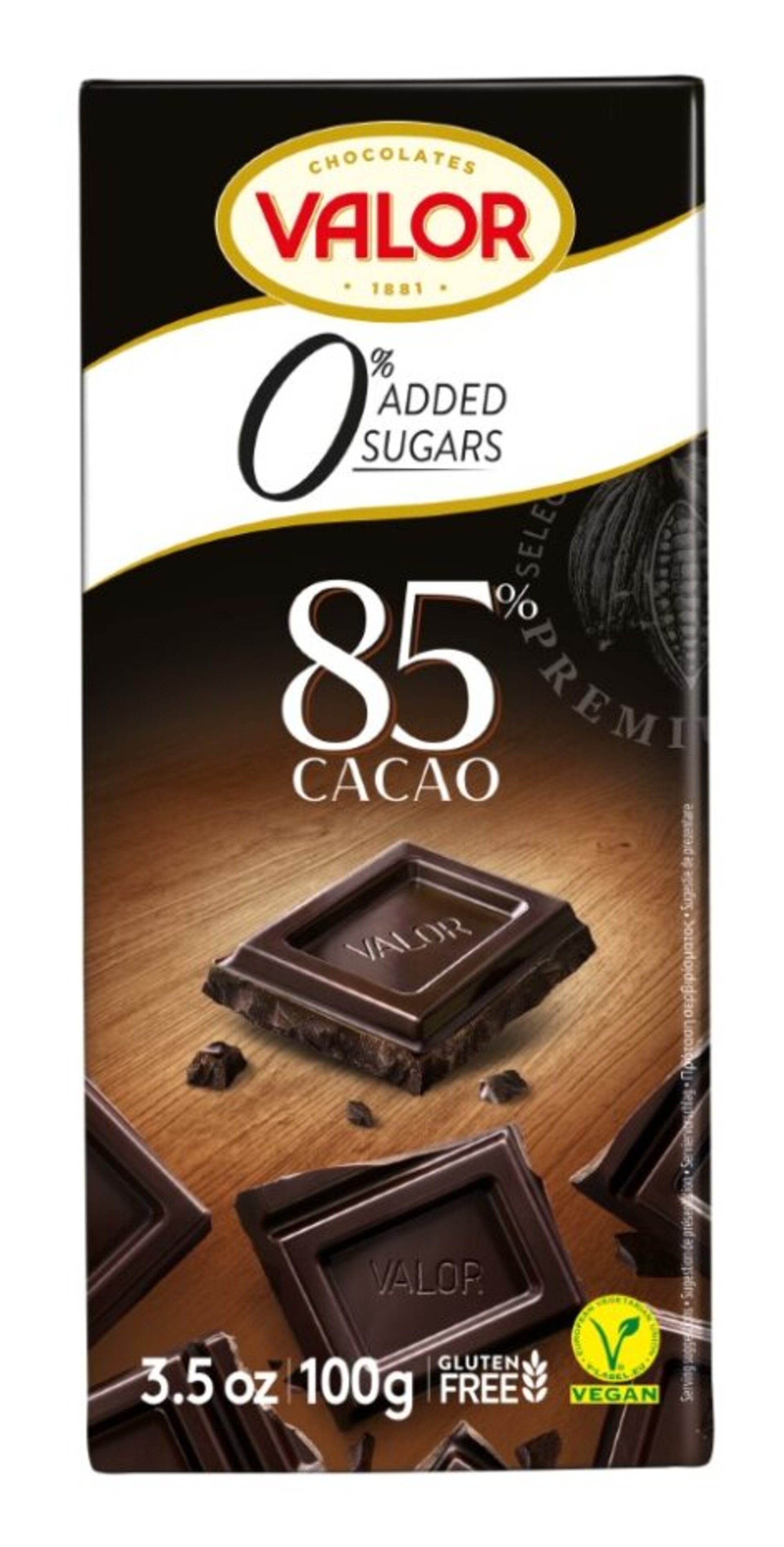 Valor Čokoláda bez cukru 85 % 100 g