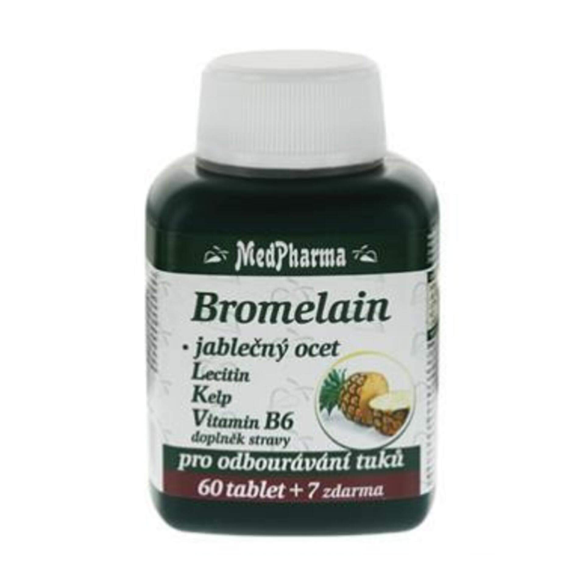 MedPharma Bromelaín 300 mg + jablčný ocot + Lecitín - 67 tbl.
