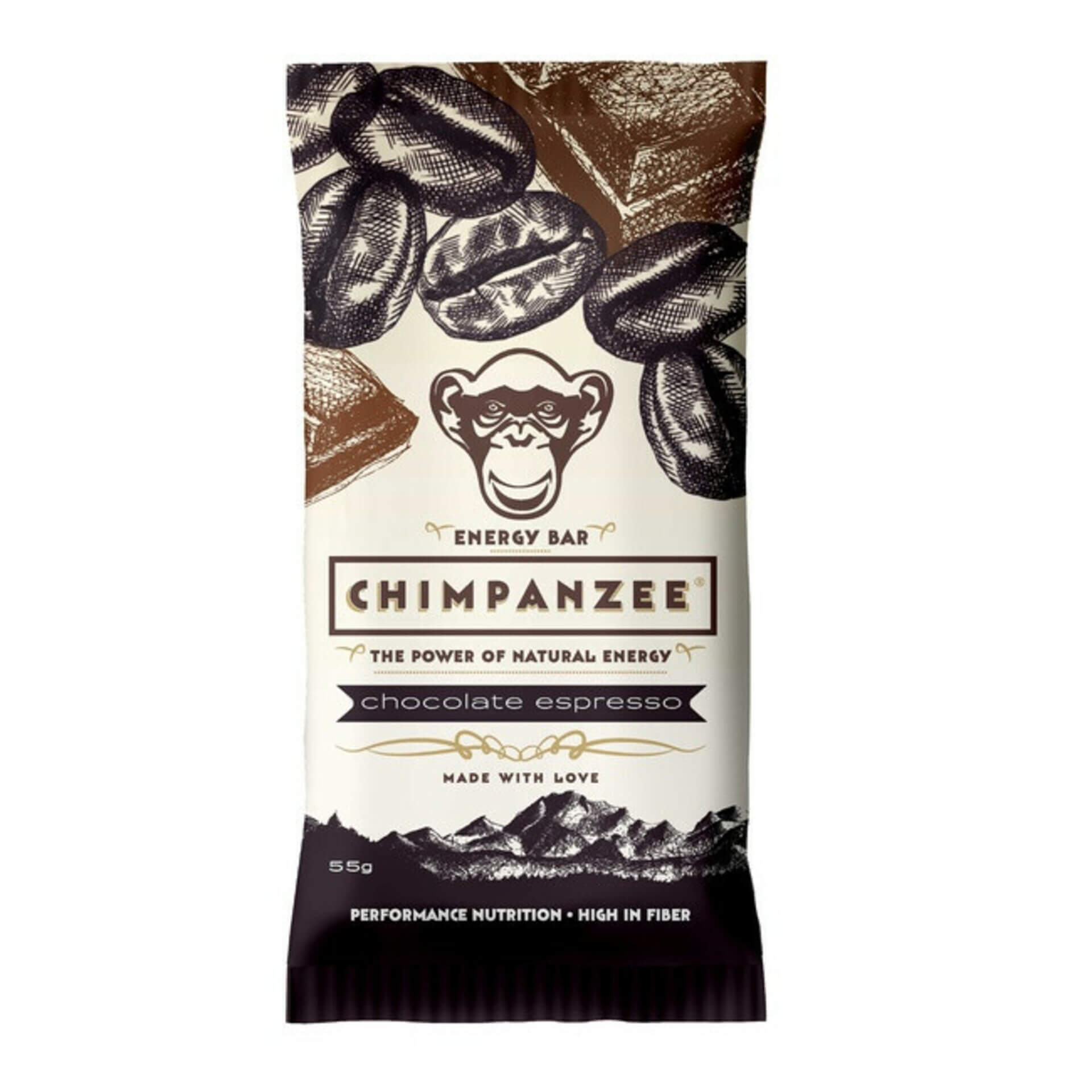 Levně Chimpanzee Energy bar čokoláda a espresso 55 g