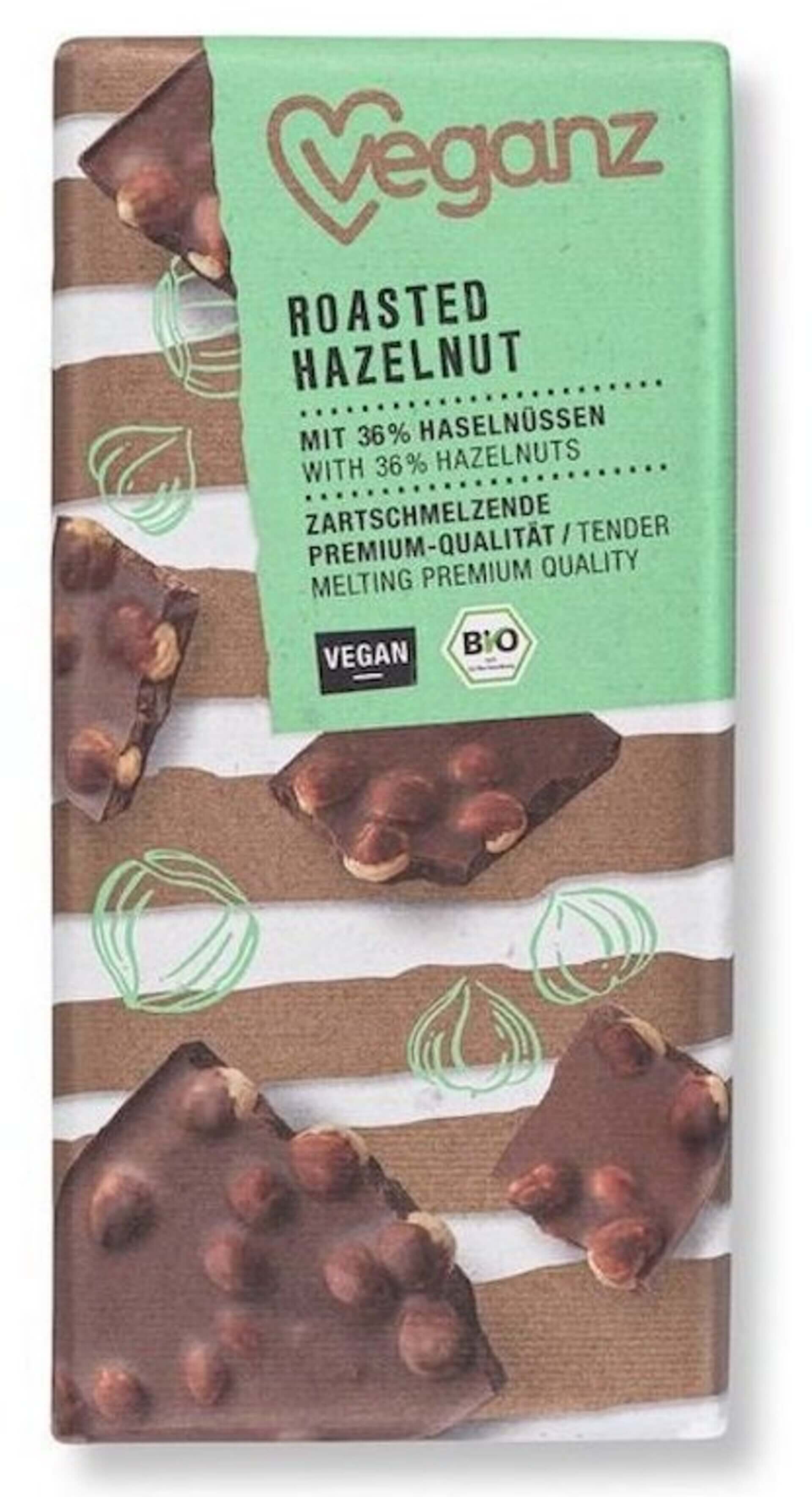Levně Veganz Čokoláda s praženými lískovými ořechy BIO 90 g