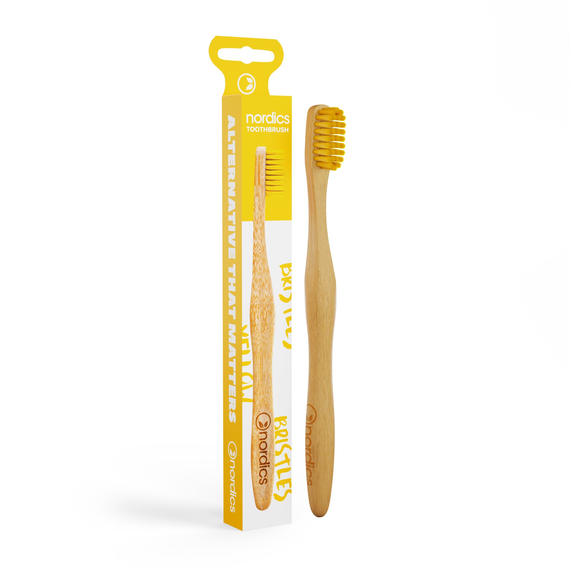Levně Nordics Bambusový zubní kartáček pro dospělé - žlutá 1 ks