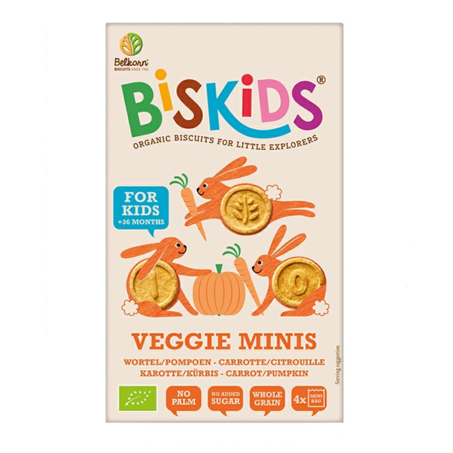 Levně BISkids Dětské celozrnné mini sušenky s mrkví a dýní bez přid. cukru BIO 120 g