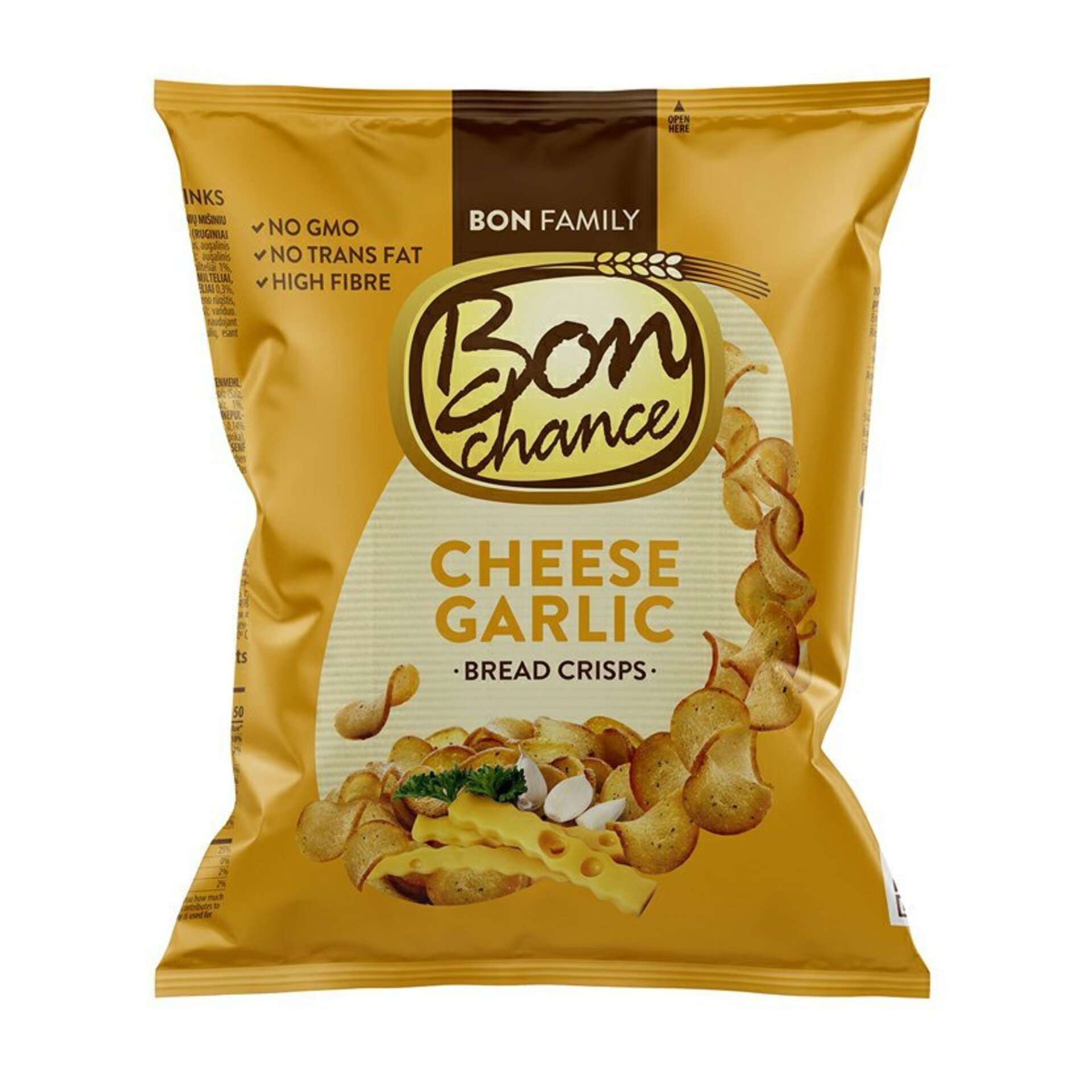 Levně Bon Chance Chlebové chipsy s česnekem a sýrem 60 g