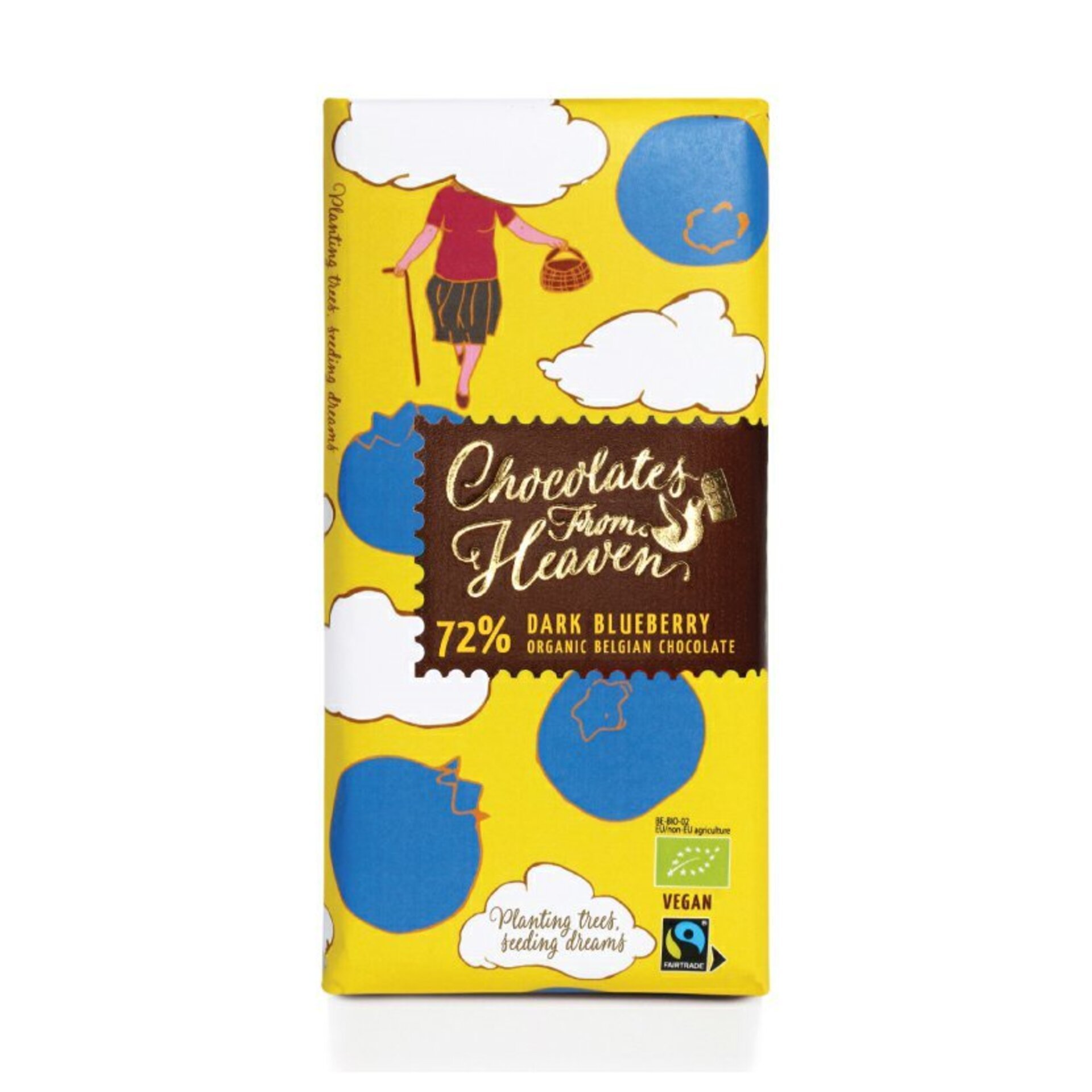 Levně Chocolates From Heaven Hořká čokoláda s borůvkami 72% BIO 100 g