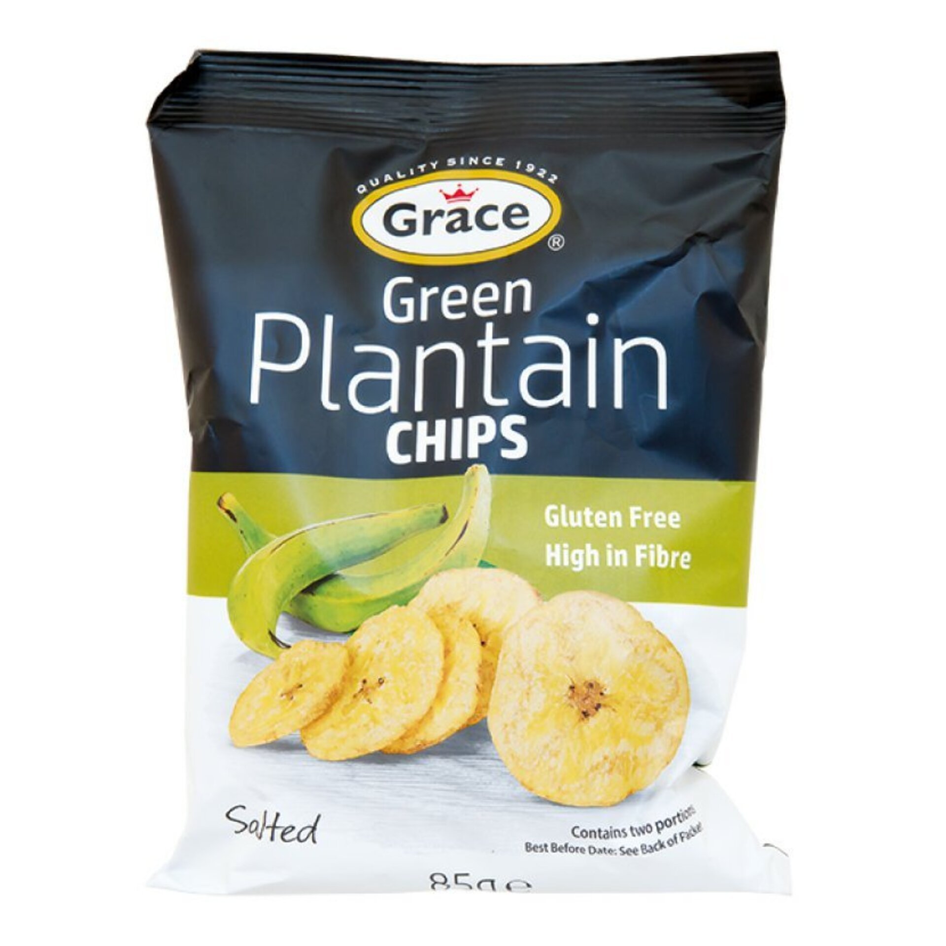 Levně Grace Bezlepkové chipsy ze zelených banánů plantain solené 85 g