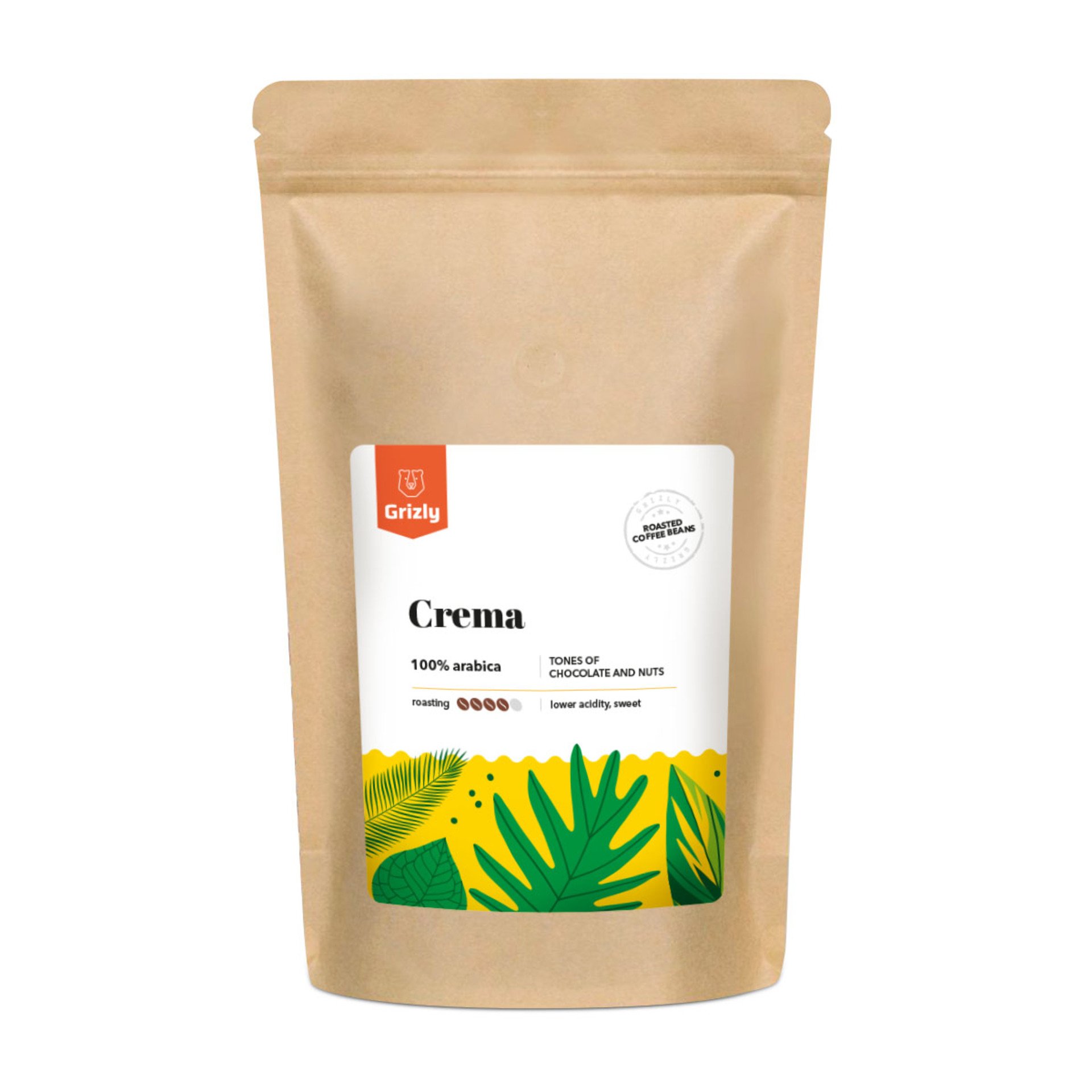 Levně GRIZLY Pražená zrnková káva Crema 250 g