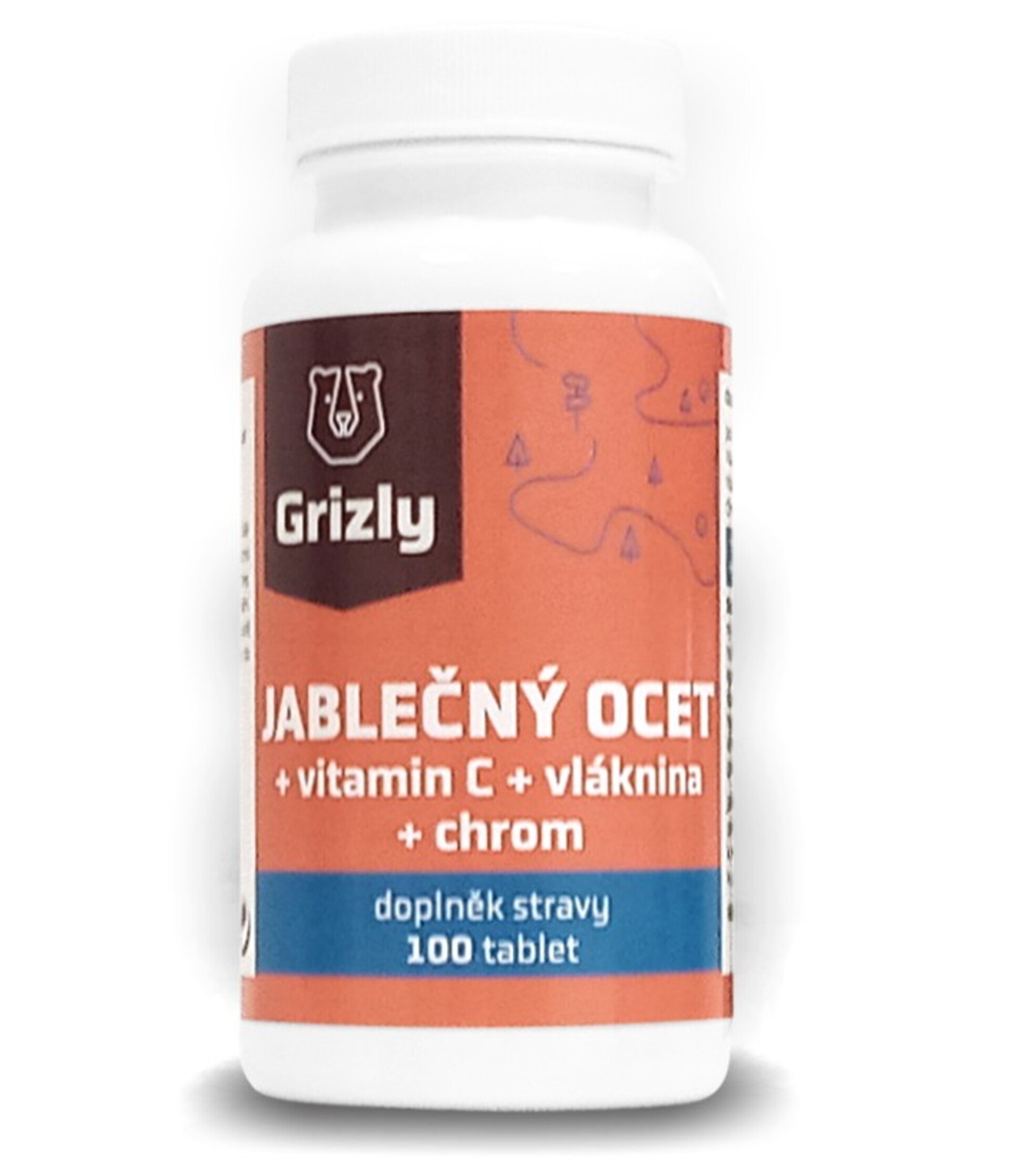 Levně GRIZLY Jablečný ocet s vitamínem C, chromem a vlákninou 100 tablet