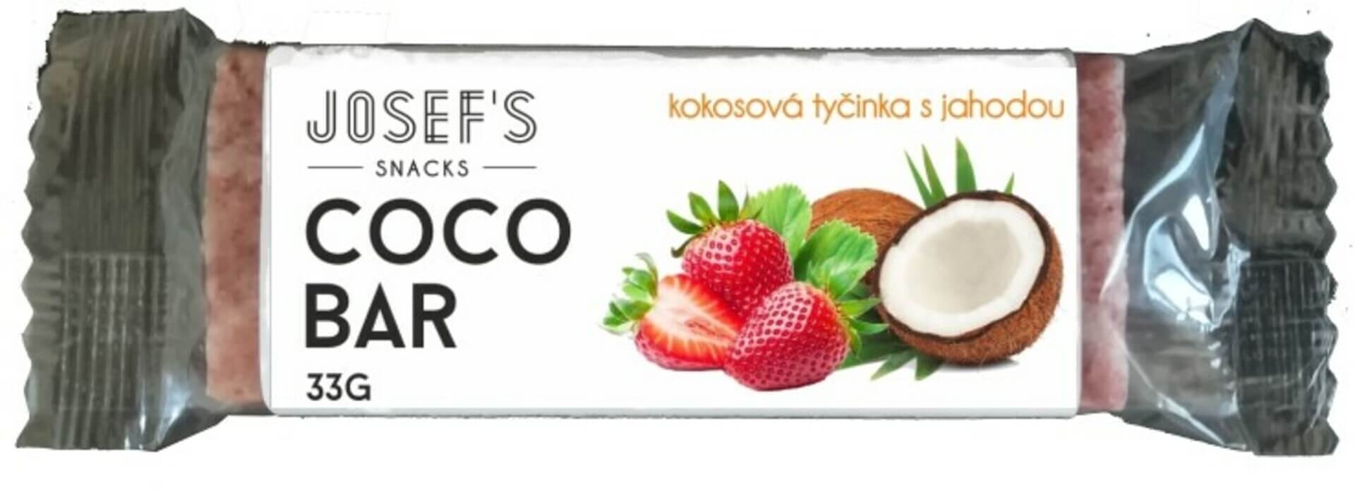 Levně Josef's snacks Kokosová tyčinka s lyofilizovanou jahodou 33 g