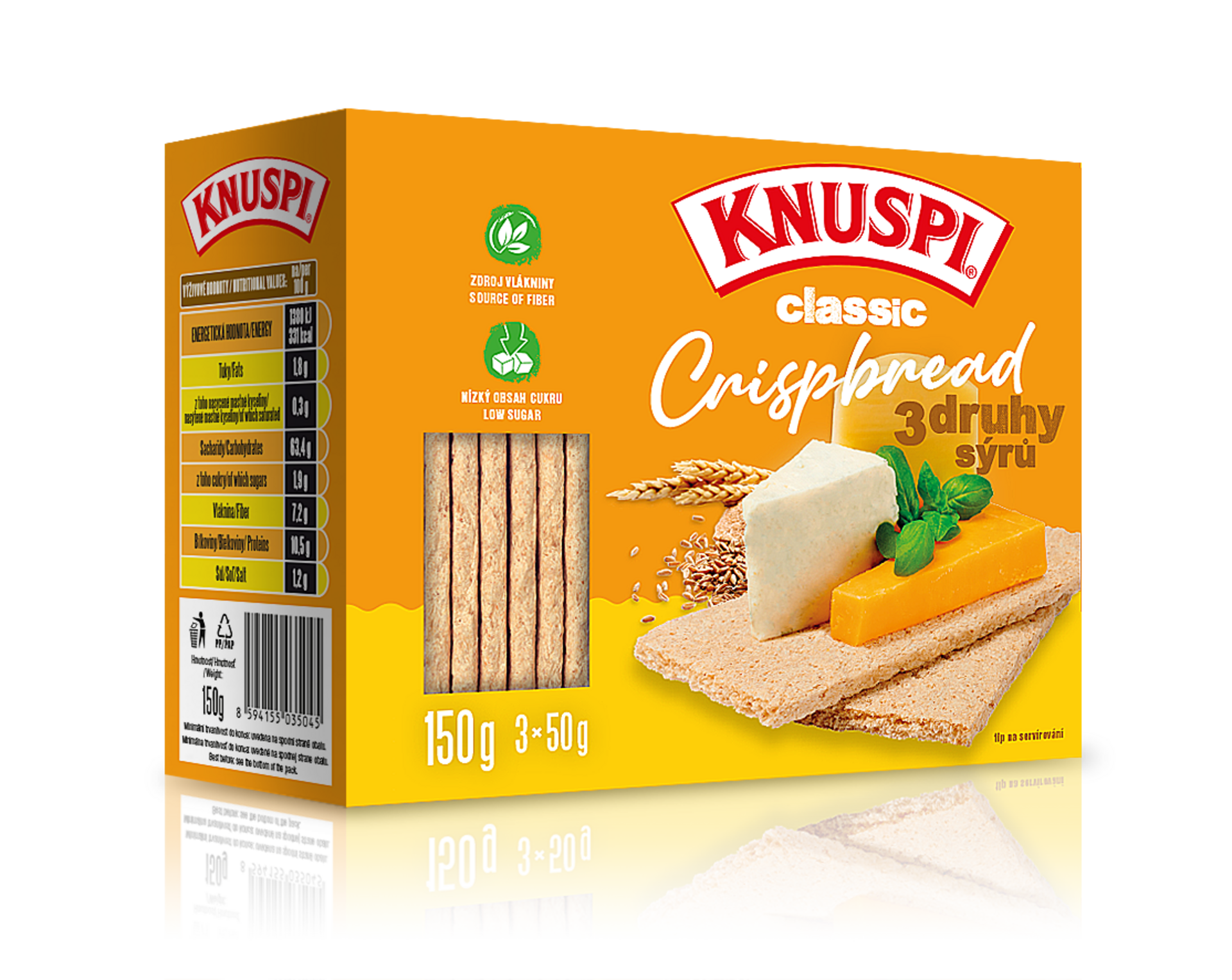 Levně Knuspi Crispbread 3 druhy sýra 150 g