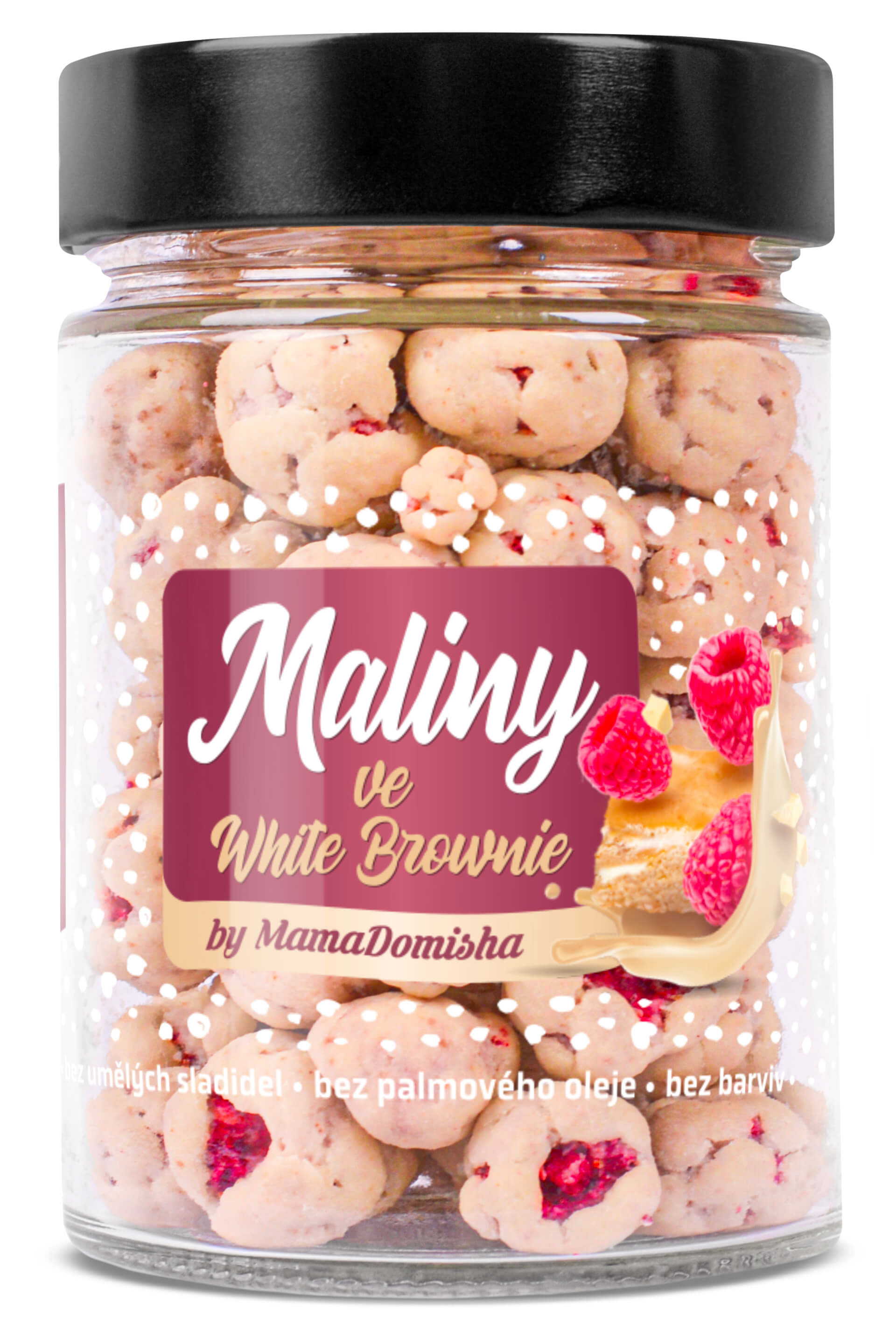 Levně GRIZLY Maliny v bílé čokoládě s krémem White Brownie by @mamadomisha 90 g