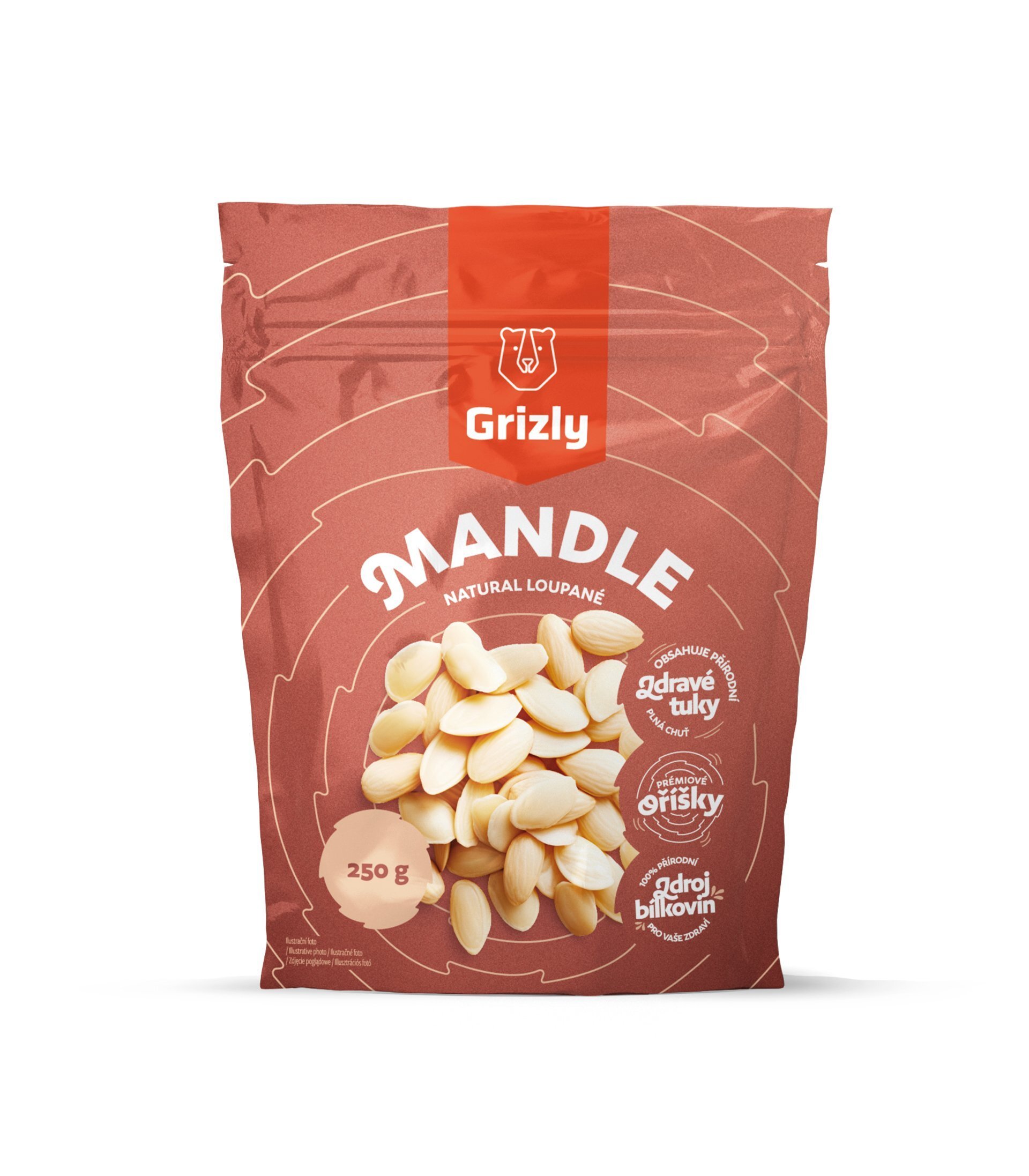 GRIZLY Mandle natural loupané 250 g