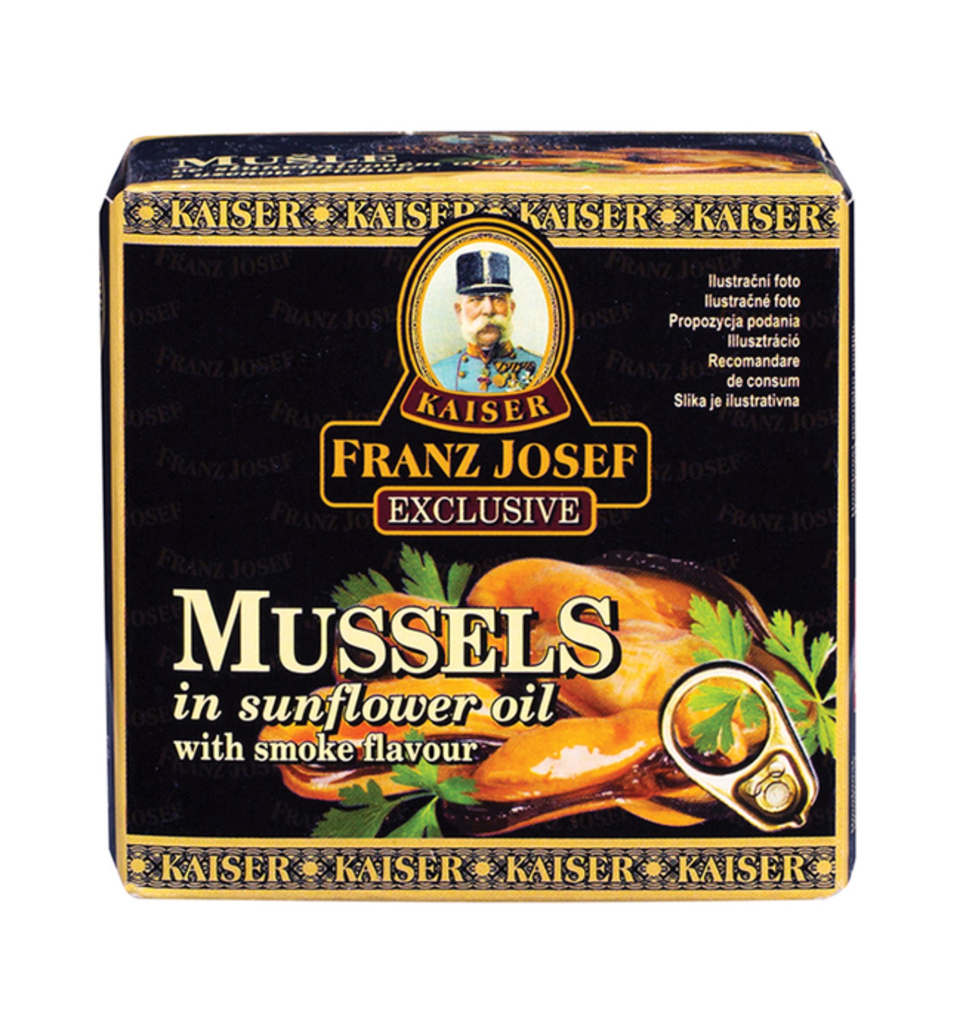 Levně Franz Josef Kaiser Mušle ve slunečnicovém oleji s uzenou příchutí 80 g