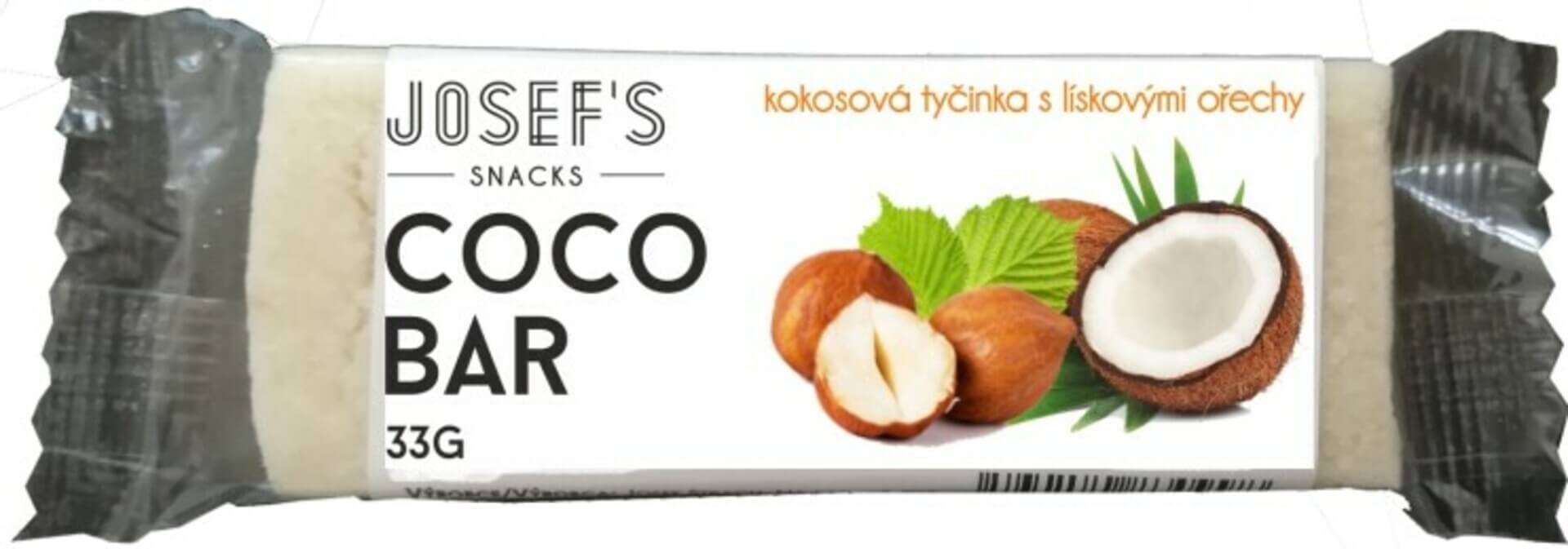 Levně Josef's snacks Kokosová tyčinka s lískovým ořechem 33 g