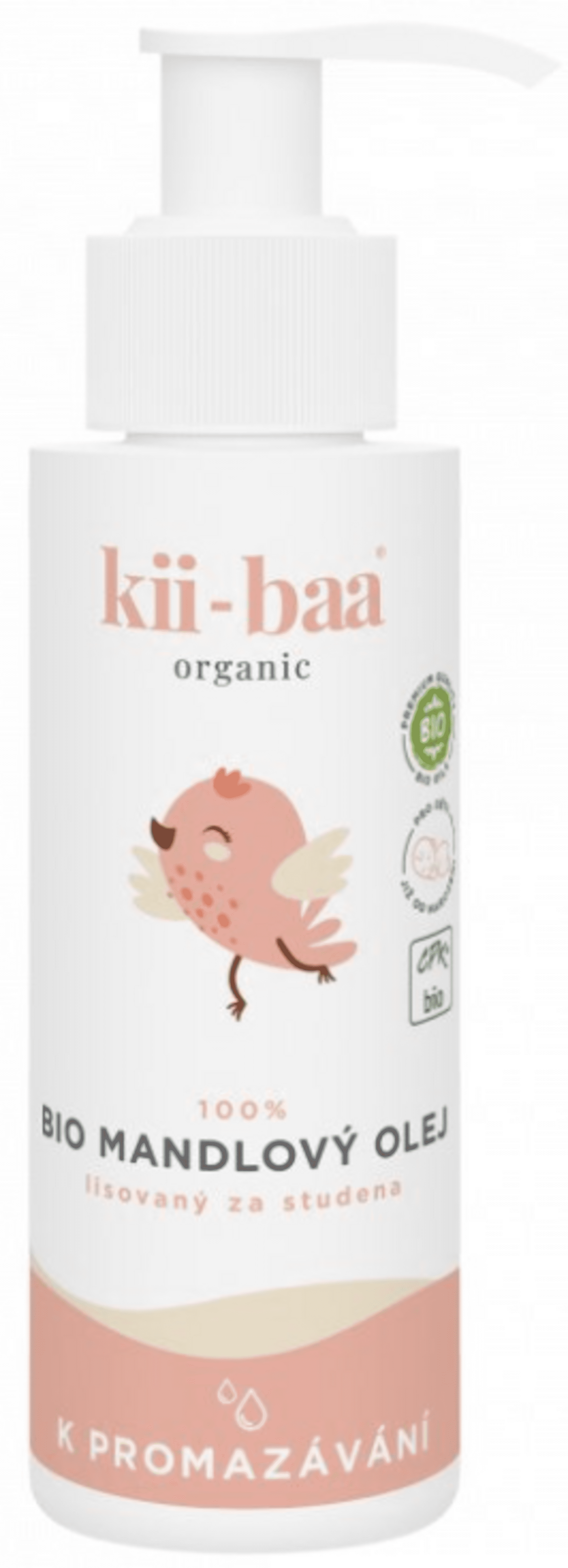 Levně Kii-baa organic 100% Mandlový olej 0+ k promazávání BIO 100 ml