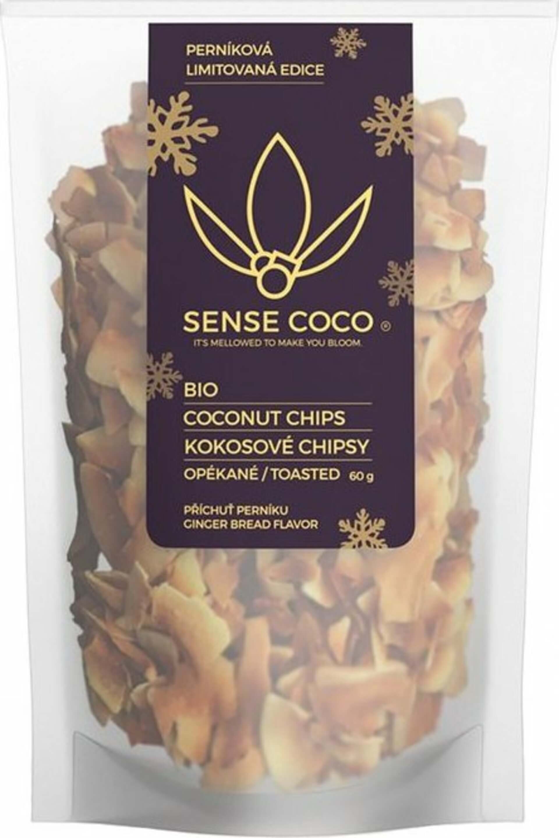 Levně Sense Coco Bio kokosové chipsy perníkové 60 g