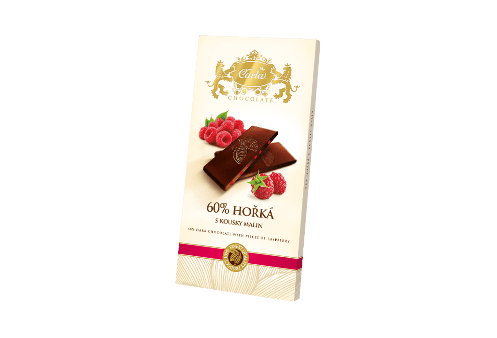 Carla Hořká čokoláda 60% s kousky malin 80 g