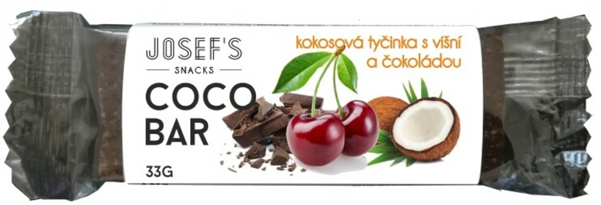 Levně Josef's snacks Kokosová tyčinka višeň a čokoláda 33 g