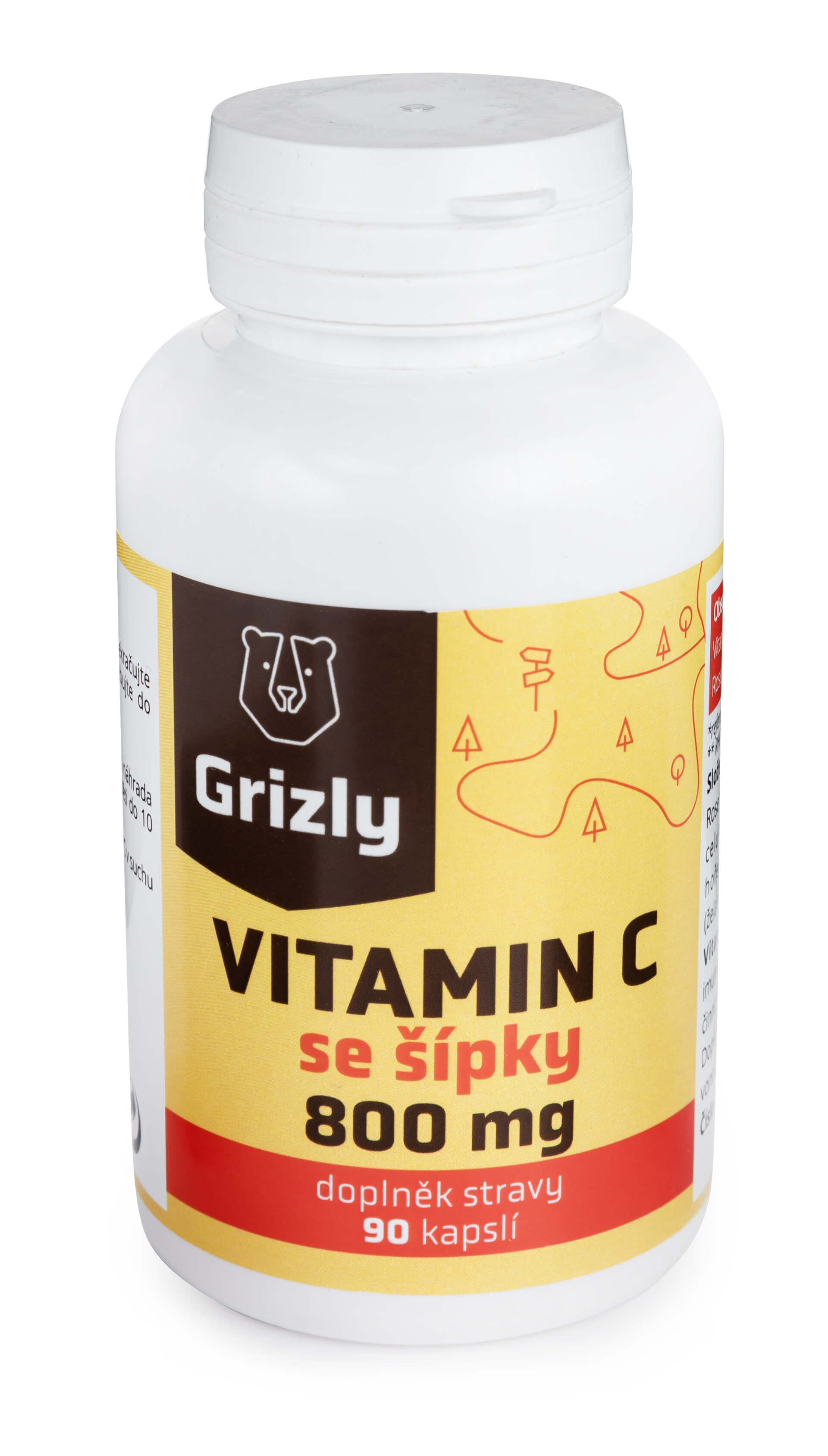 Levně GRIZLY Vitamin C 800 mg se šípky 90 kapslí