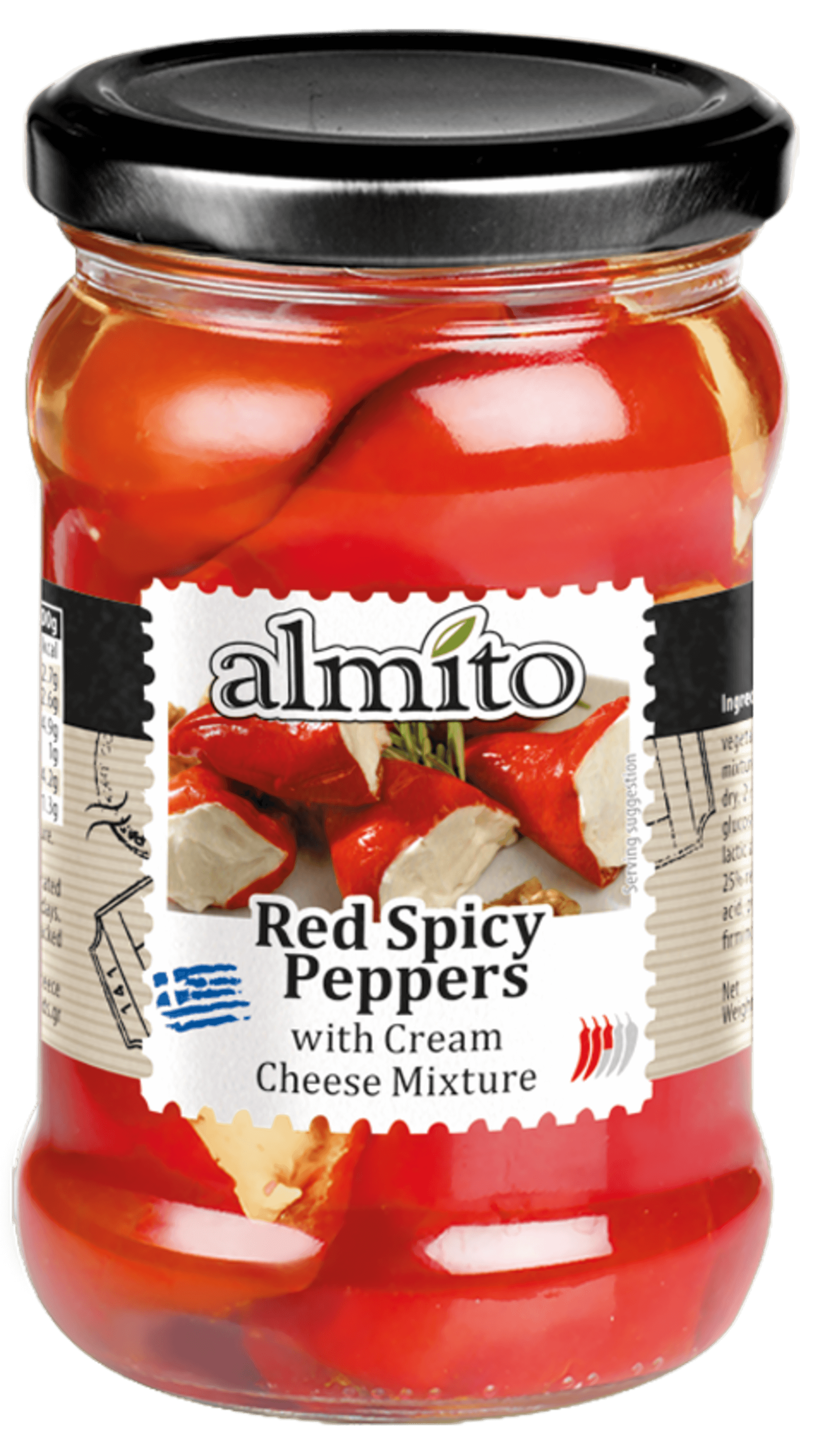 Levně Almito Červené pikantní papriky plněné sýrem 270 g