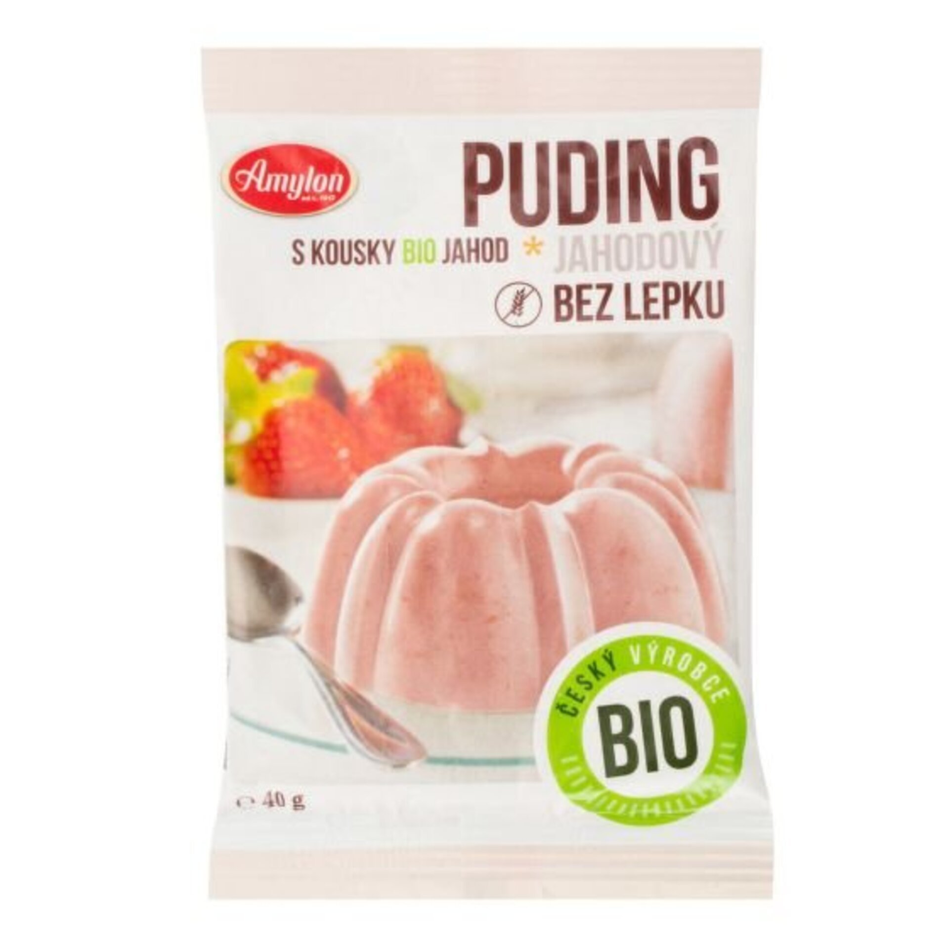 Levně Amylon Puding jahodový bezlepkový BIO 40 g