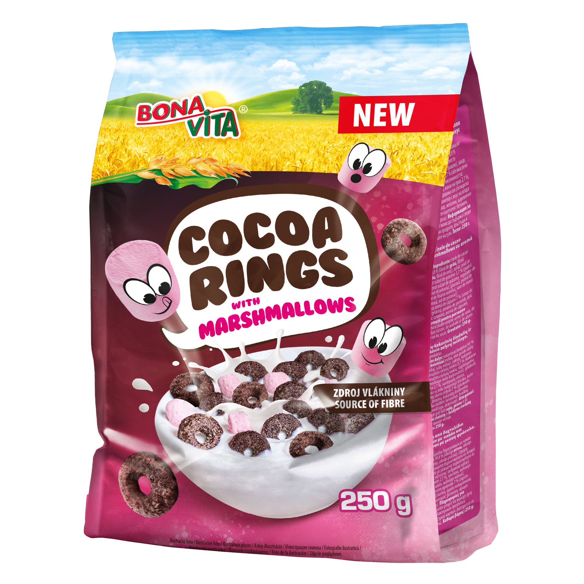Levně Bonavita Dětské cereálie Cocoa Rings s marshmallows 250 g
