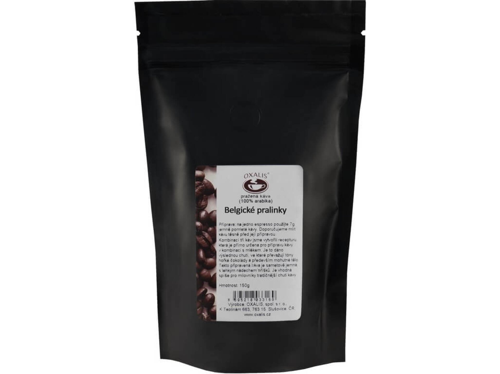 Levně Oxalis káva aromatizovaná mletá - Belgická pralinka bez kofeinu 150 g