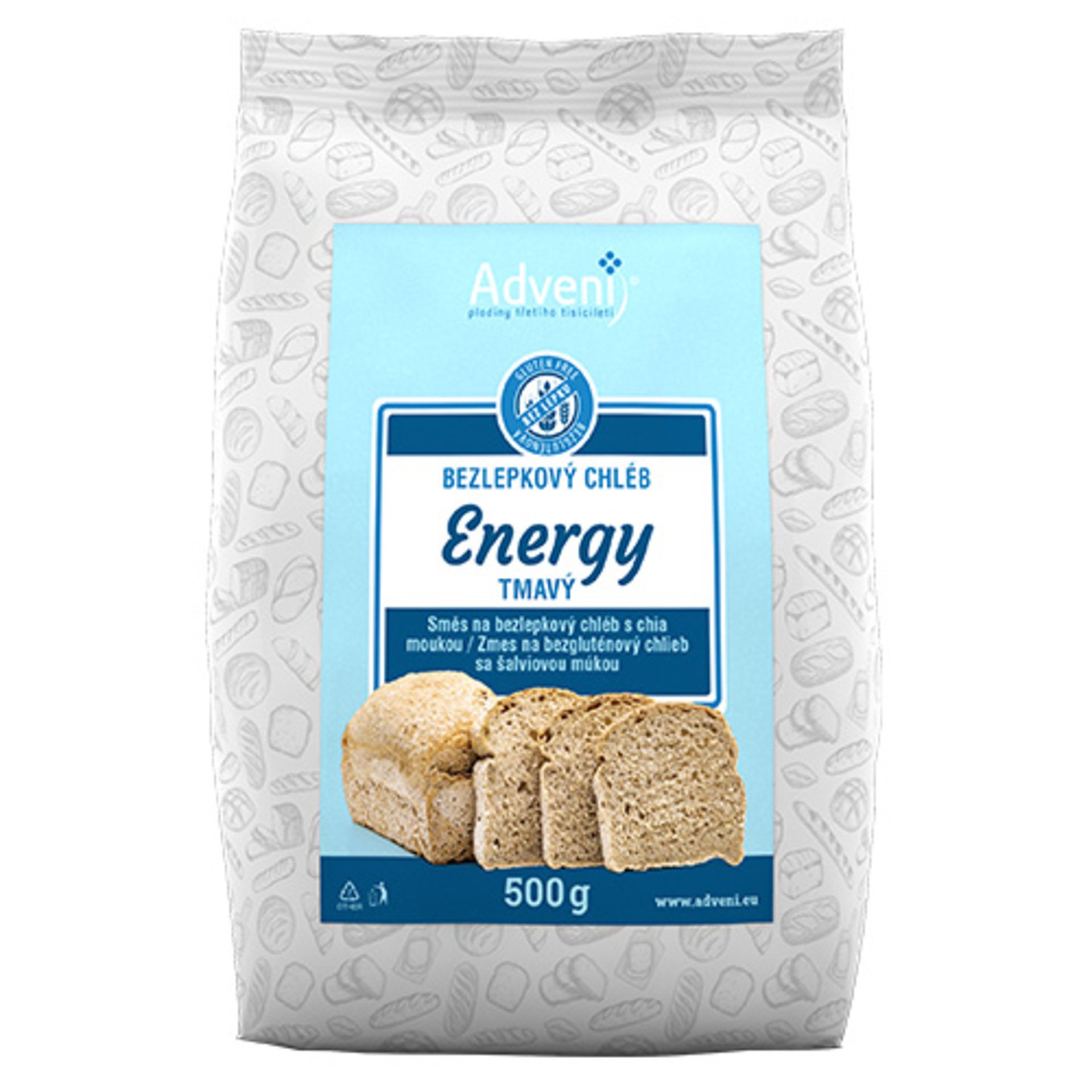 Levně Adveni Bezlepkový Energy chléb s chia moukou 500 g