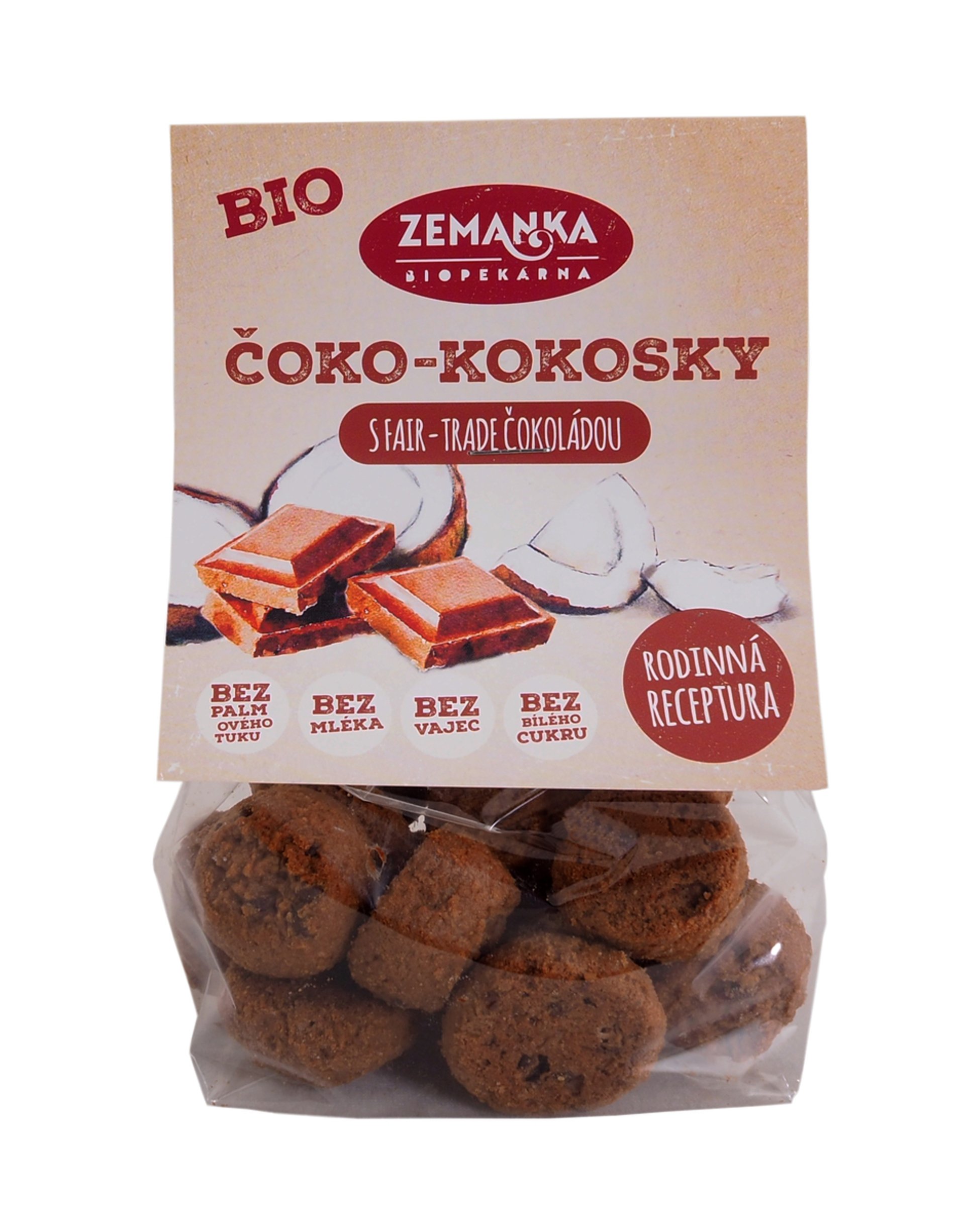 Biopekárna Zemanka BIO čoko - kokosky s FAIR-TRADE čokoládou 100 g