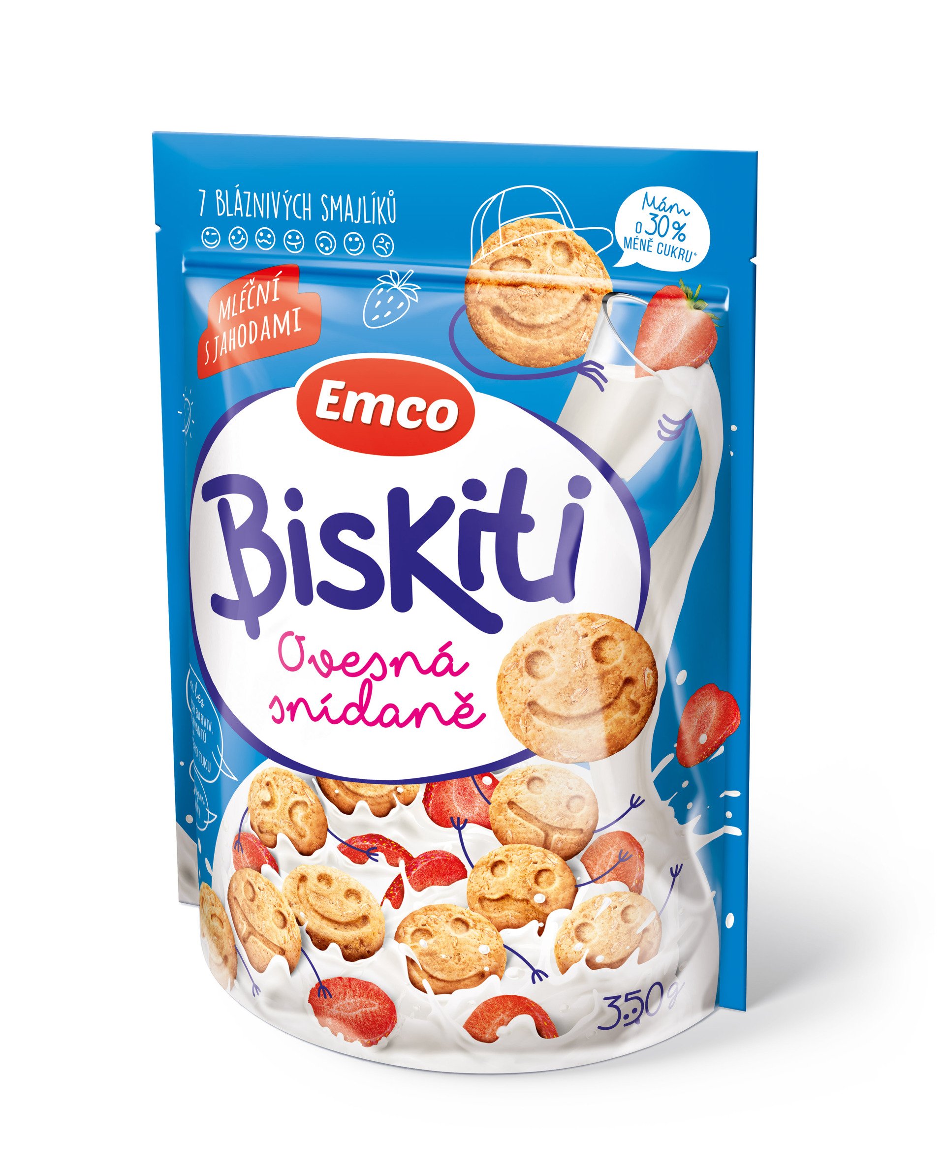 Levně Emco Biskiti mléční s jahodami 350 g