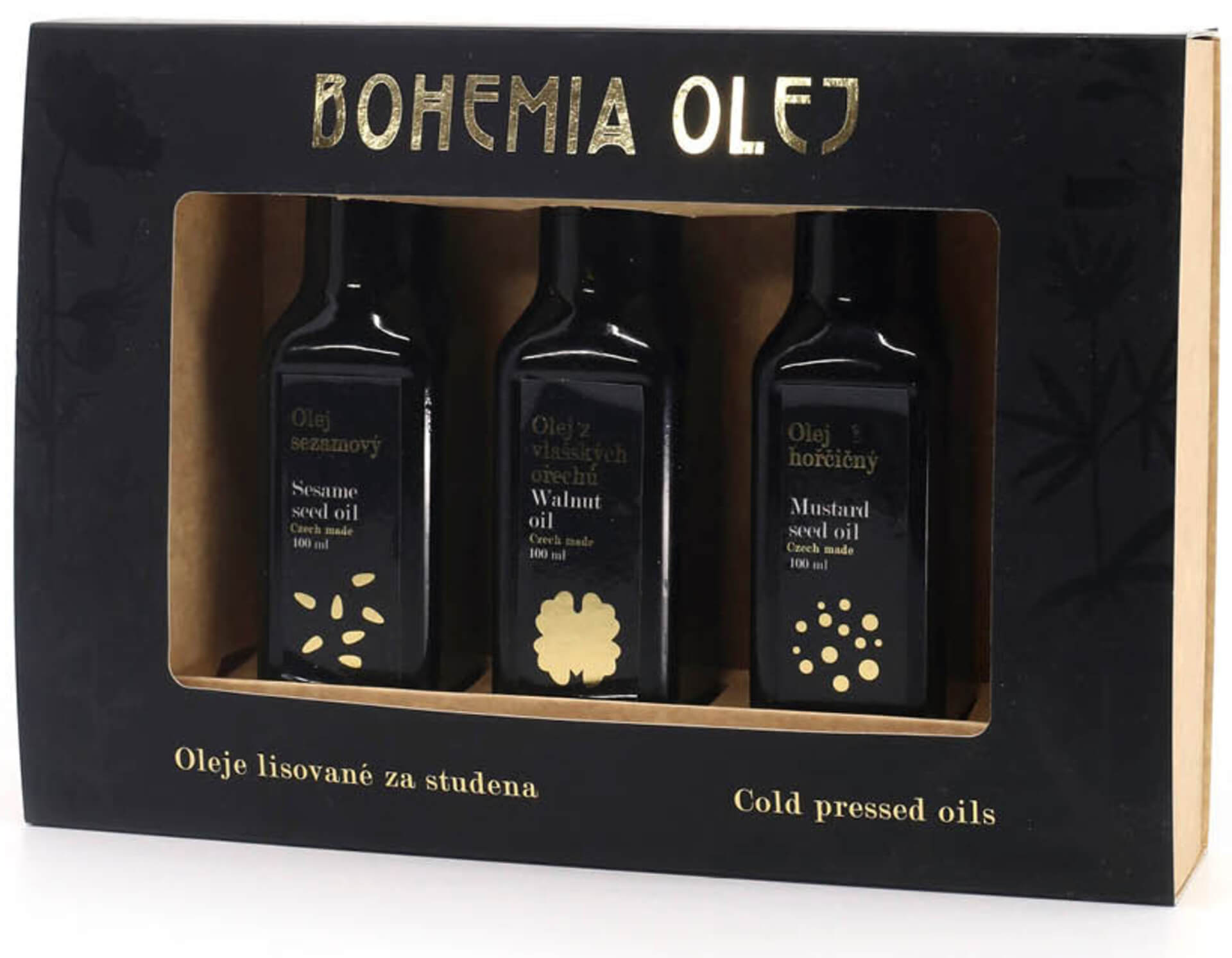 Levně Bohemia olej Dárkové balení olejů hořčice, sezam, vlašský ořech 3 x 100 ml
