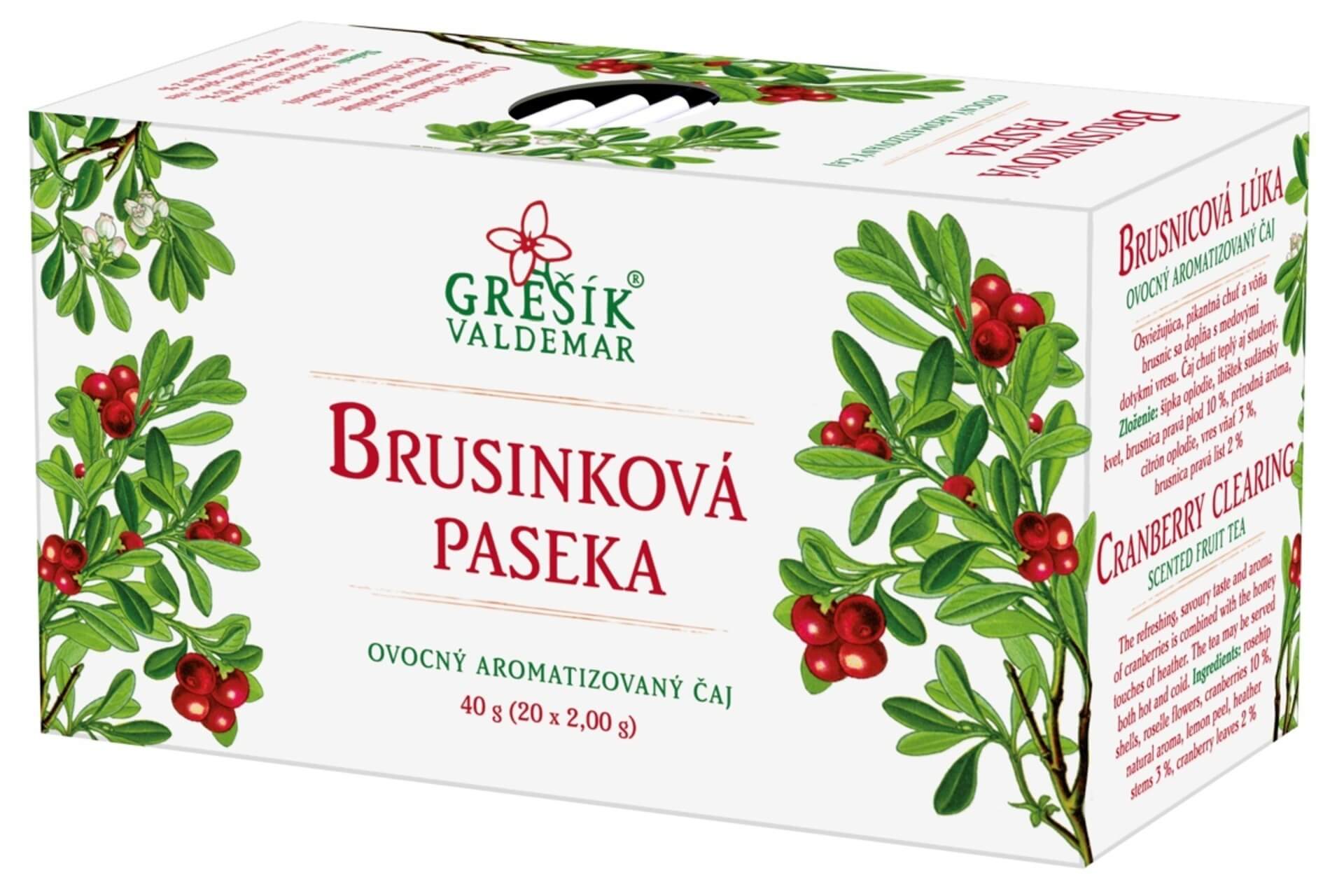 Levně Grešík Brusinková paseka ovocný čaj 20 sáčků