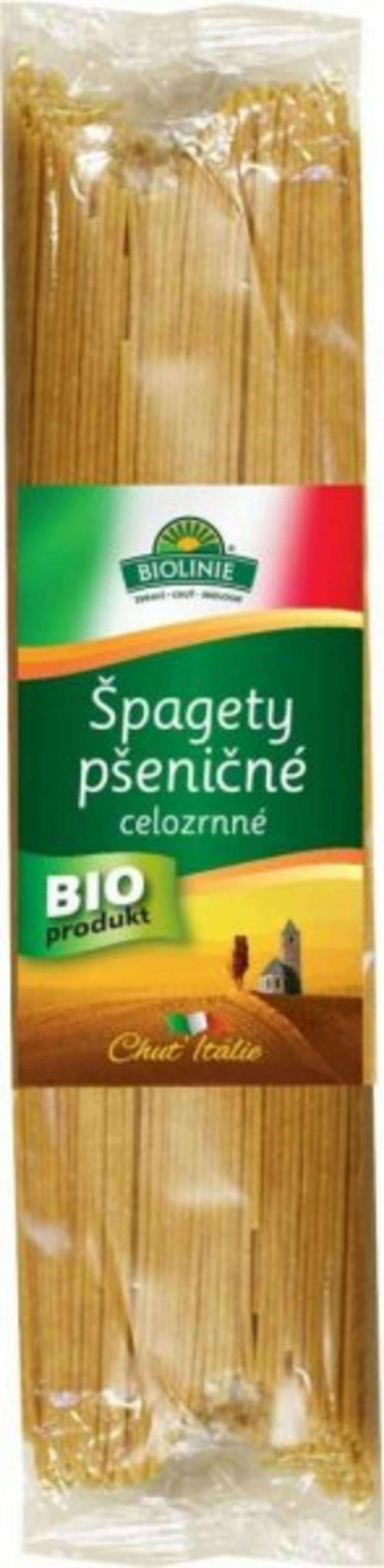 Biolinie Špagety pšeničné celozrnné BIO 500 g