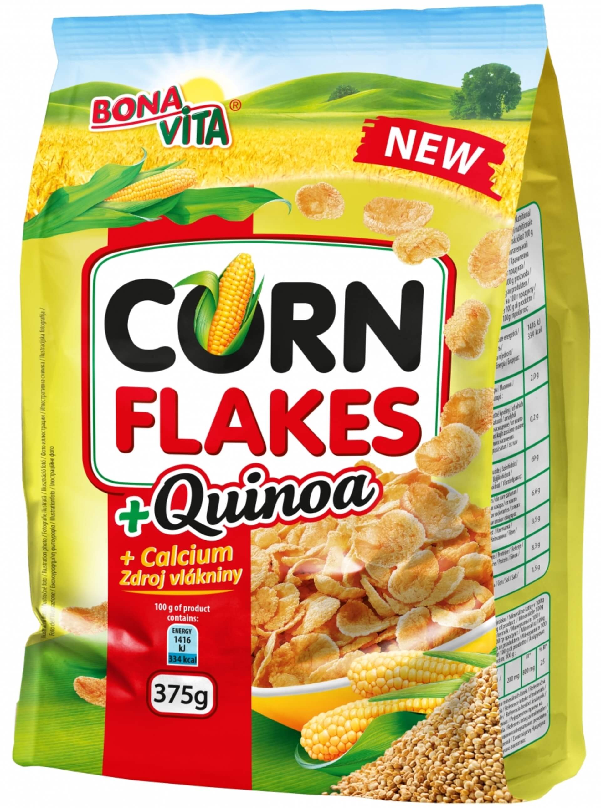 Levně Bonavita Corn flakes+ 15 % quinoa 375 g