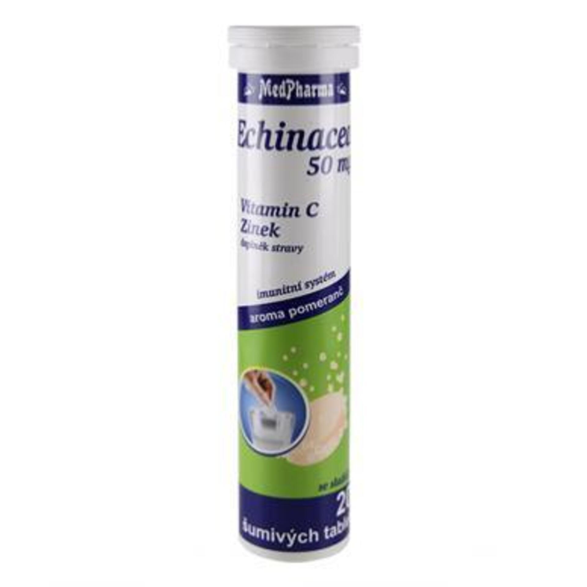 Levně MedPharma Echinacea 50 mg + vit.C + zinek, 20 šumivých tablet