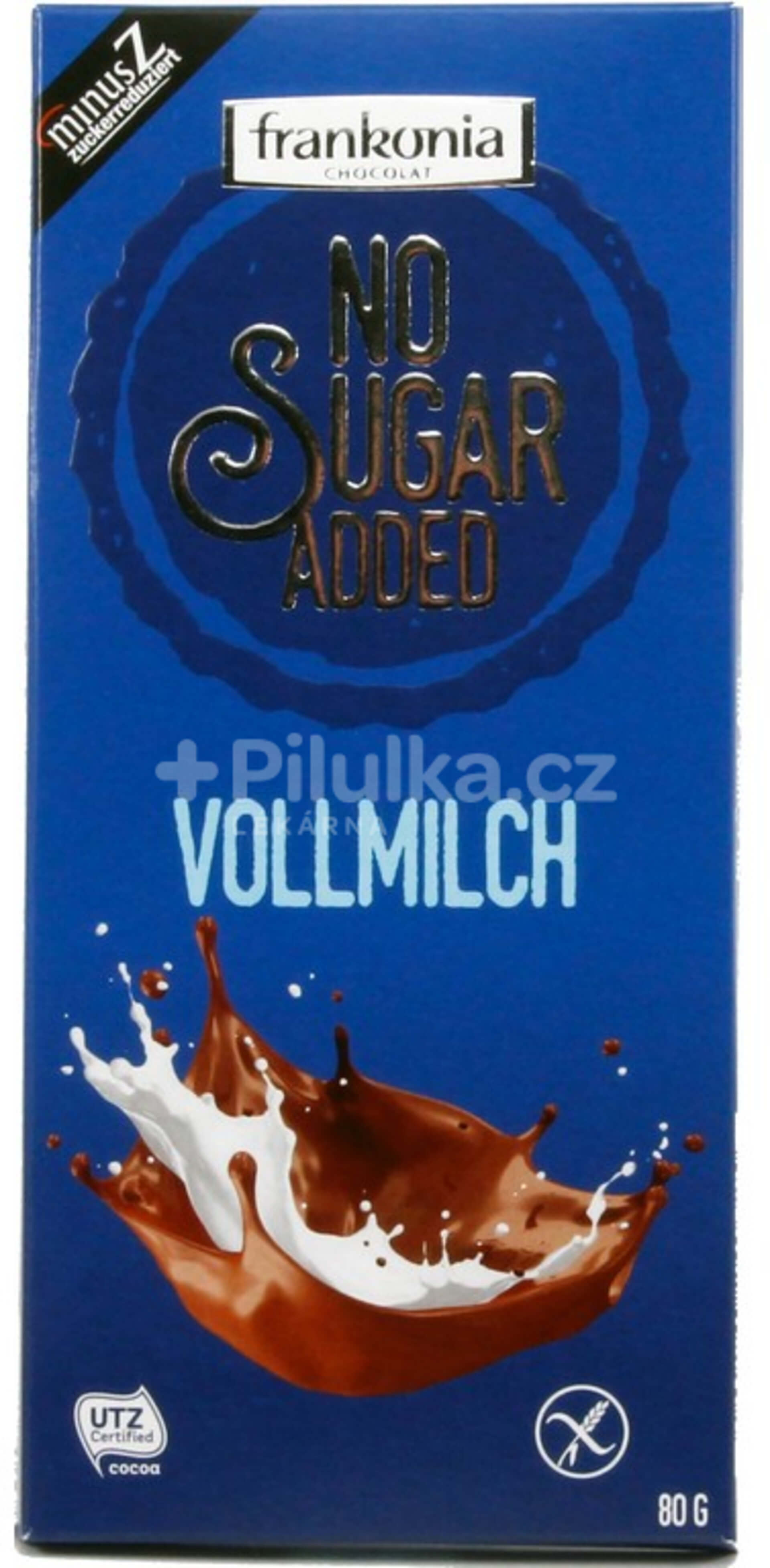 Levně Frakonia No sugar added mléčná čokoláda 80 g
