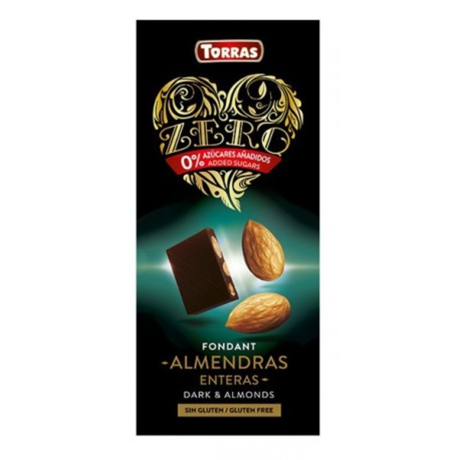 Levně Torras Hořká čokoláda s celými mandlemi Srdíčko 150 g