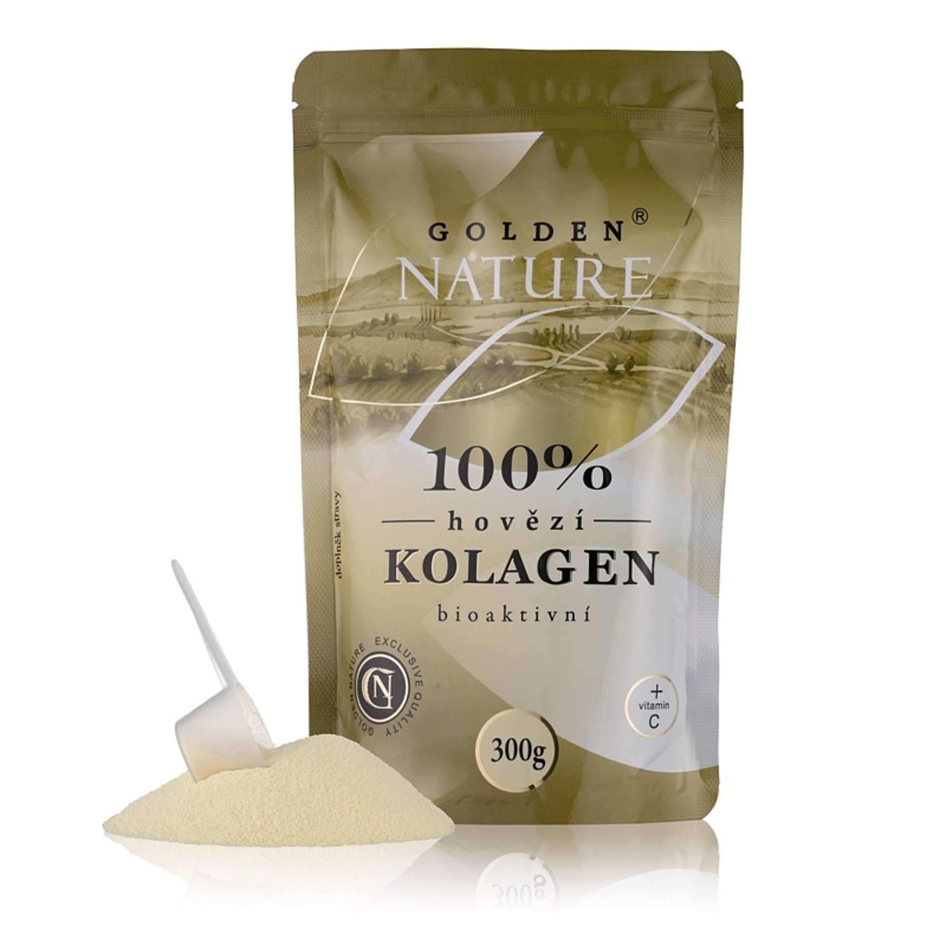 Levně Golden Nature Hovězí kolagen bioaktivní + vitamín C 300 g