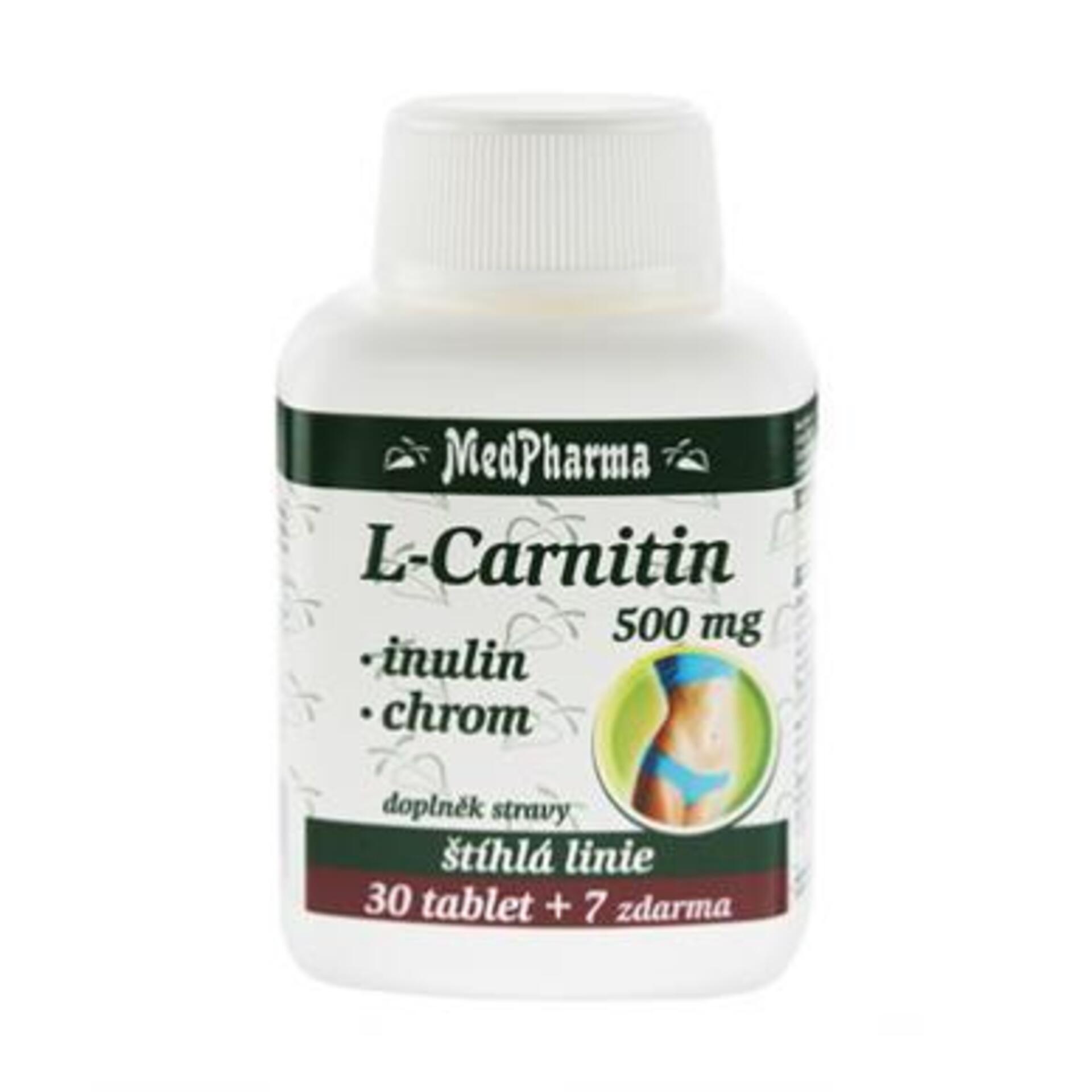 Levně MedPharma L-Carnitin 500 mg + inulin + chrom 37 tablet