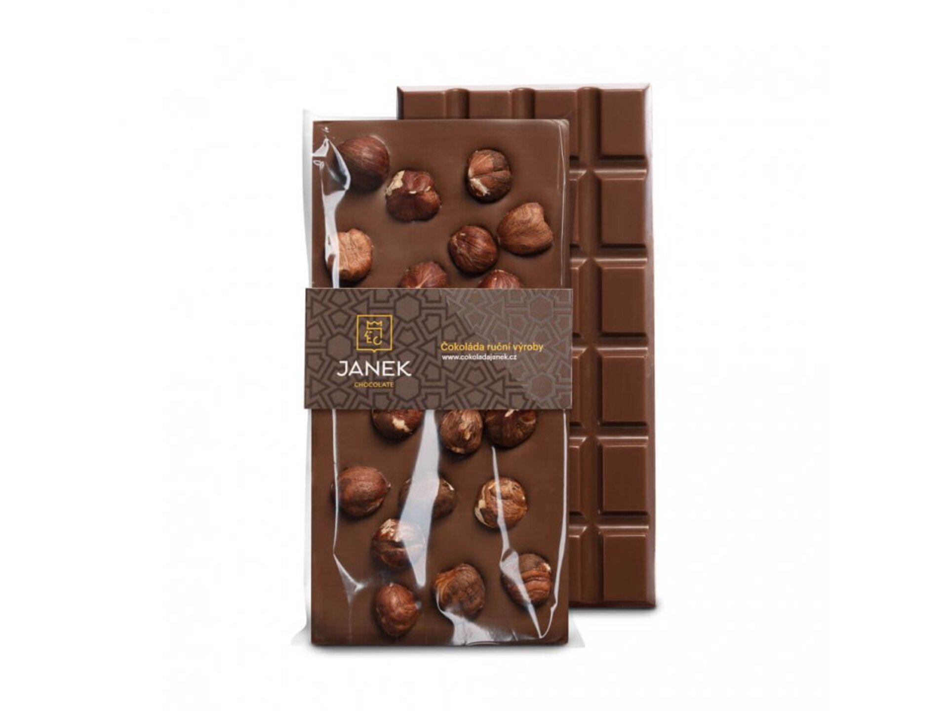 Levně Čokoládovna Janek Mléčná čokoláda s lískovými ořechy 105 g