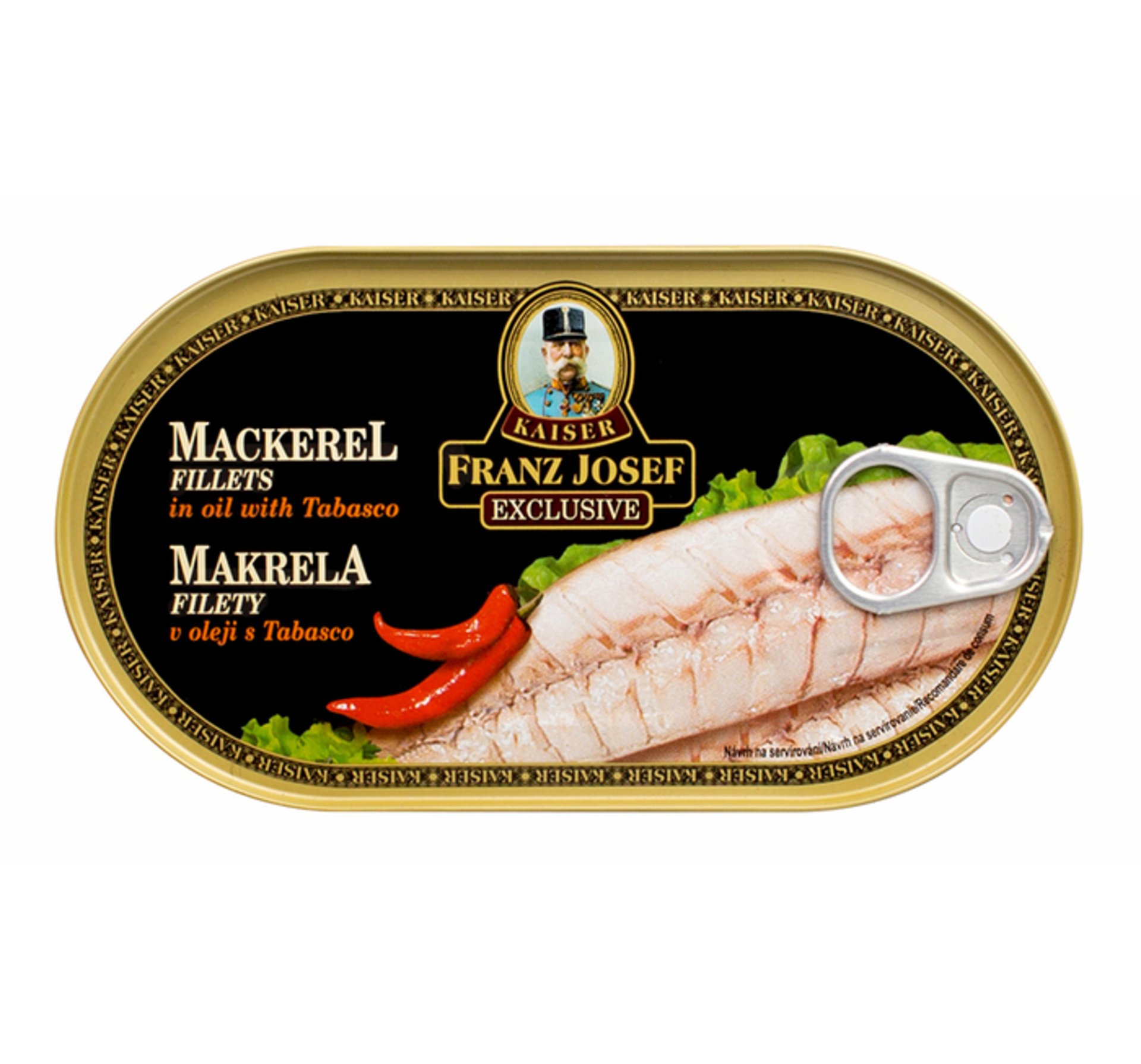 Levně Franz Josef Kaiser Makrela filety v oleji s tabascem 170 g